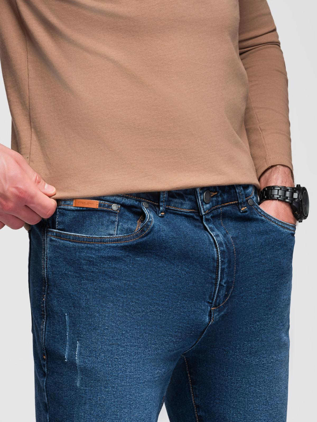 Ombre Men&#039;s denim JOGGERS pants with classic bandage - blue