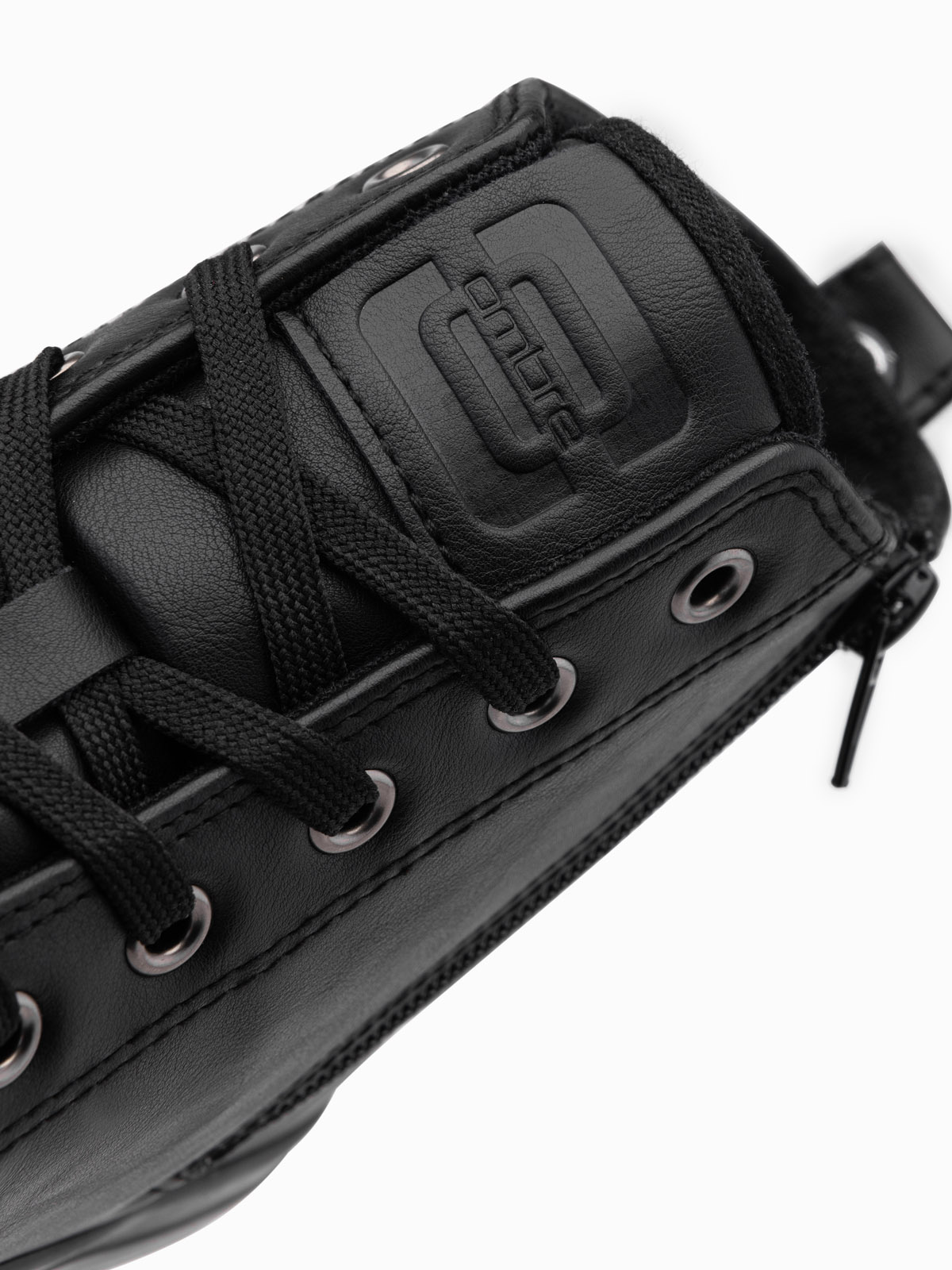 Ombre Men's high-top sneakers with decorative toe box - black