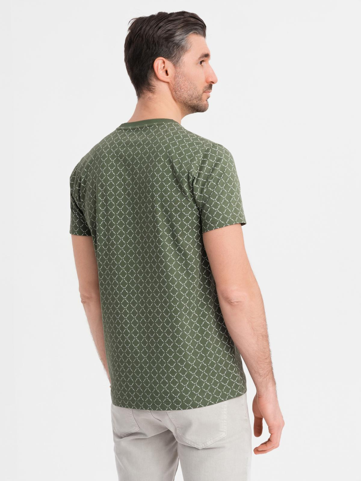 Ombre Men&#039;s full print knit shirt - olive