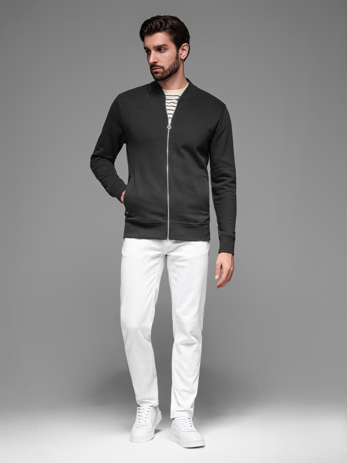 Ombre Cotton unbuttoned men&#039;s sweatshirt bomber - black