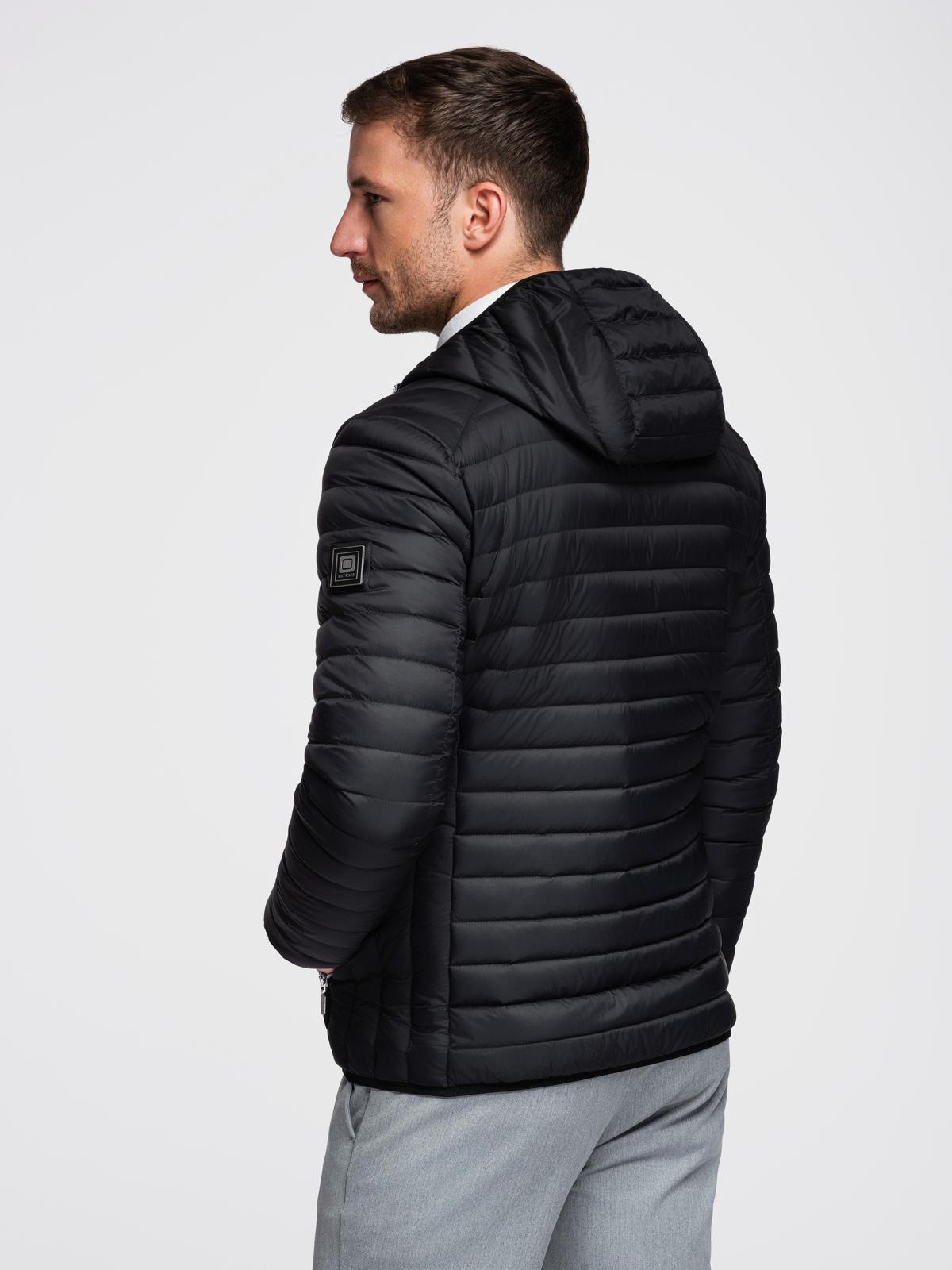 Ombre Ultralight men&#039;s natural down jacket with stowable pouch - black