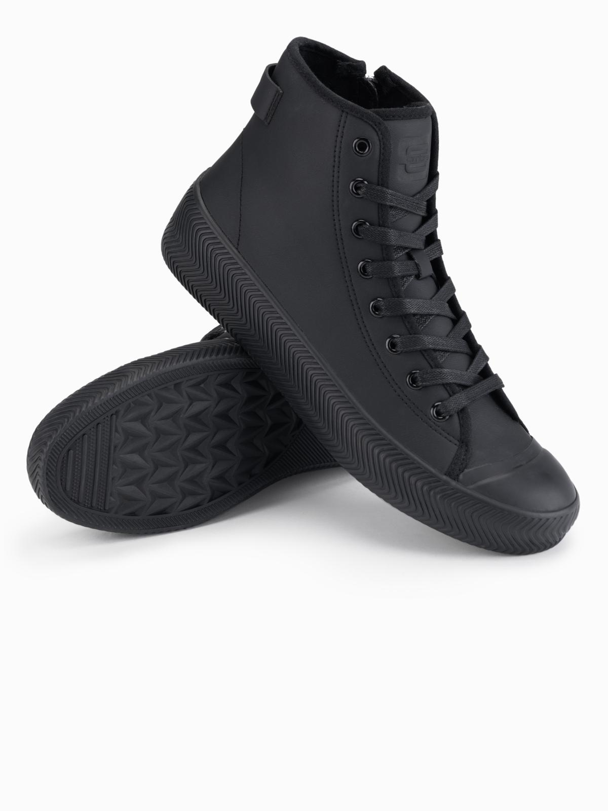 Ombre Mens high top sneakers with zipper for easy donning - black