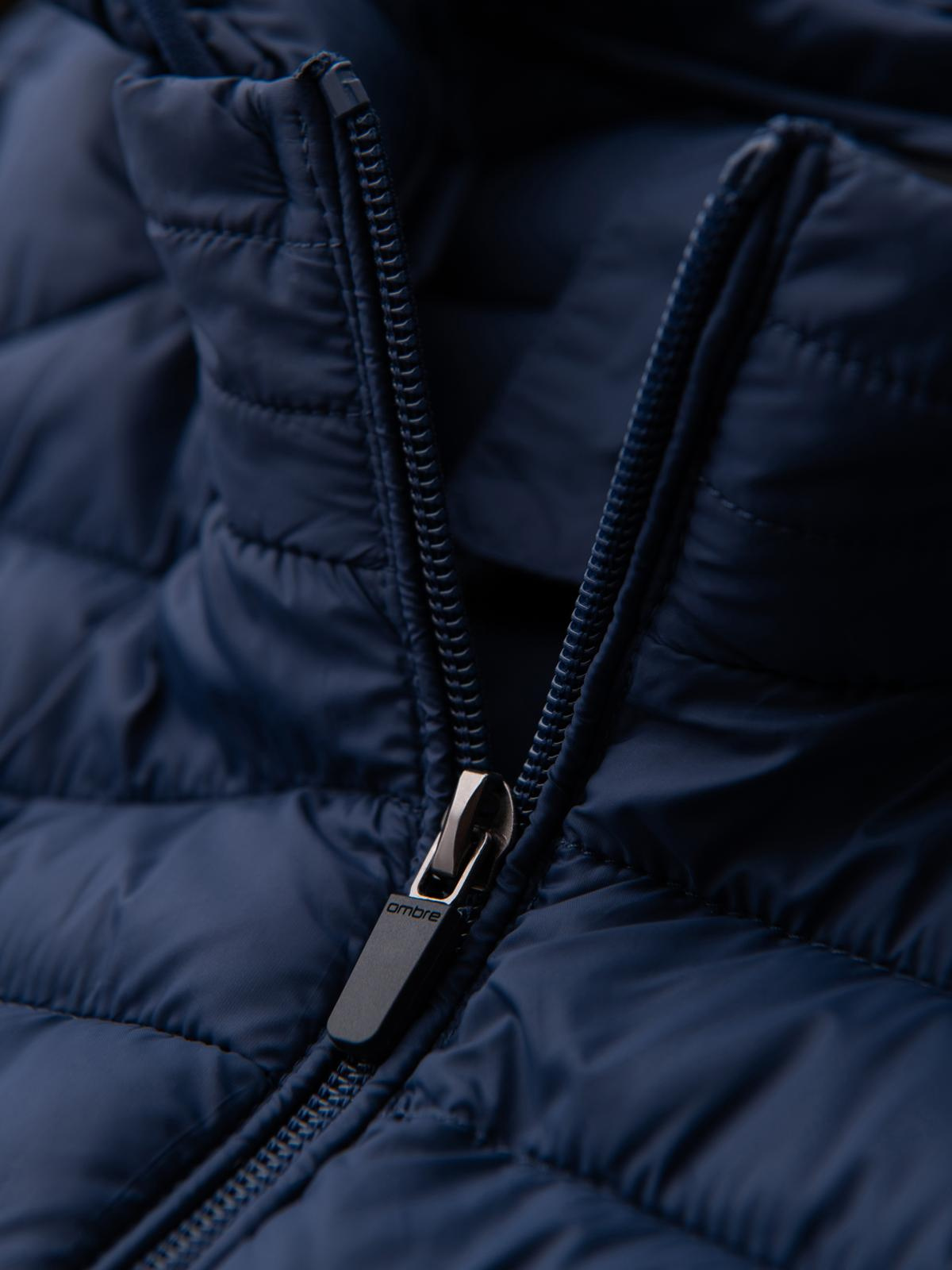 Ombre Classic men&#039;s quilted jacket with pouch option - navy blue