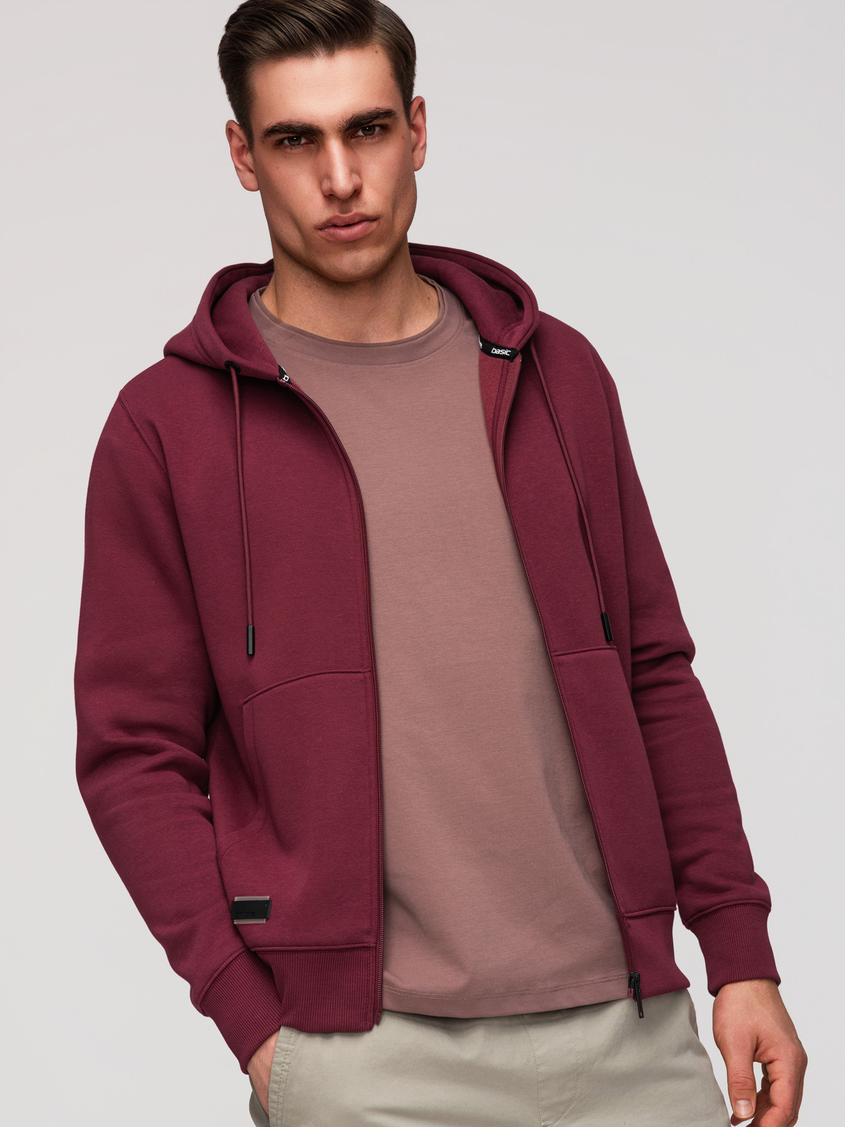 Ombre Men's unbuttoned BASIC sweatshirt - maroon