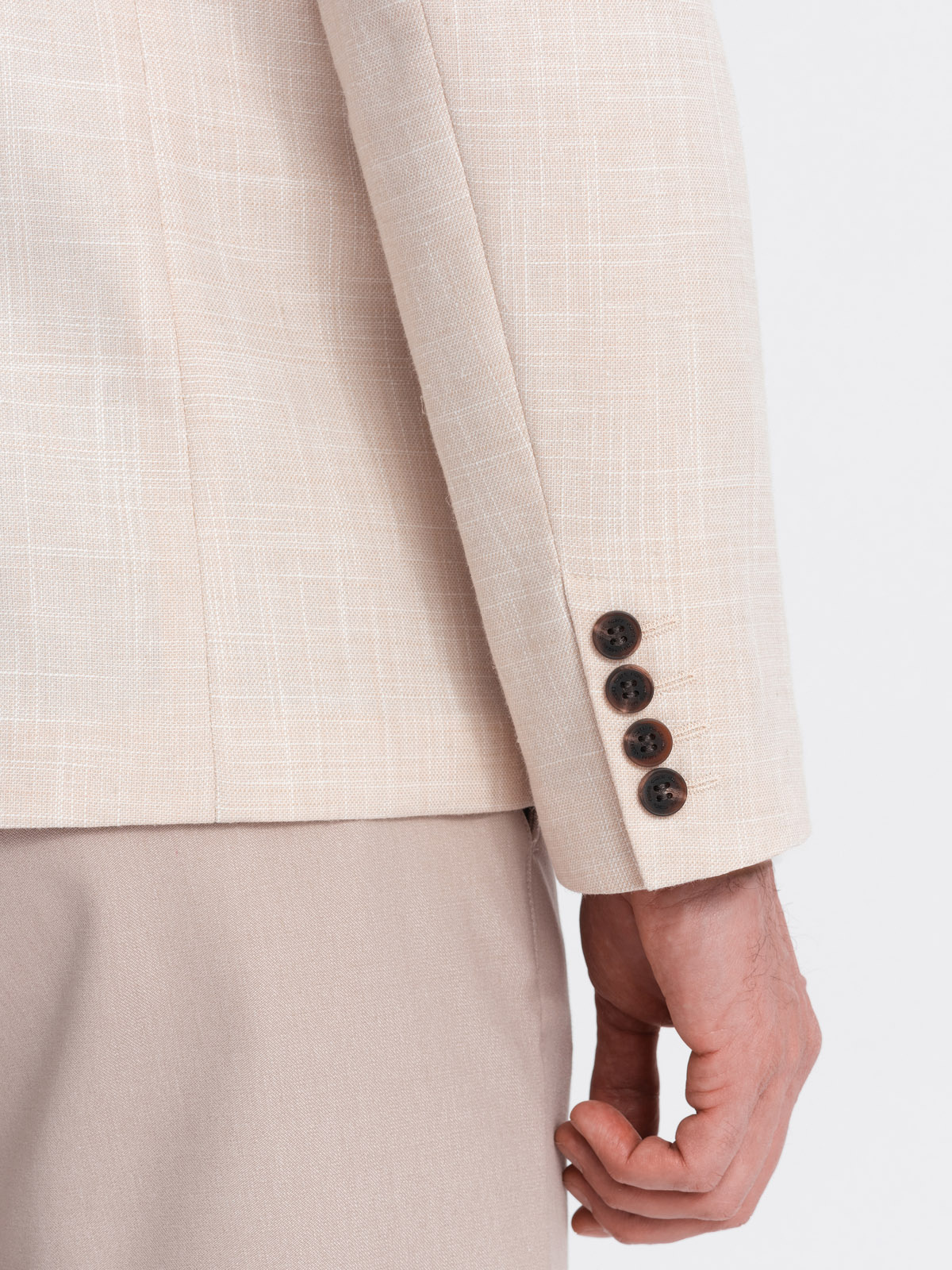 Ombre Men&#039;s REGULAR cut blazer with linen - cream