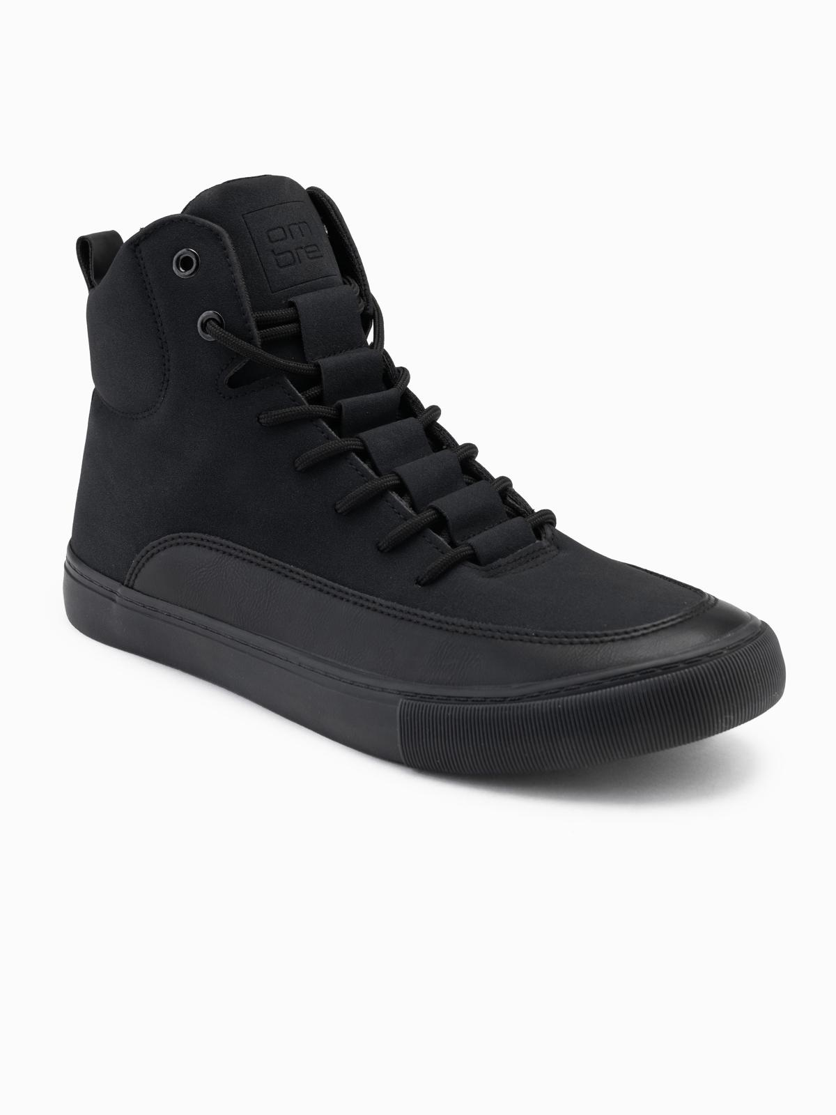 Ombre Men&#039;s ankle sneakers shoes with decorative tabs - black