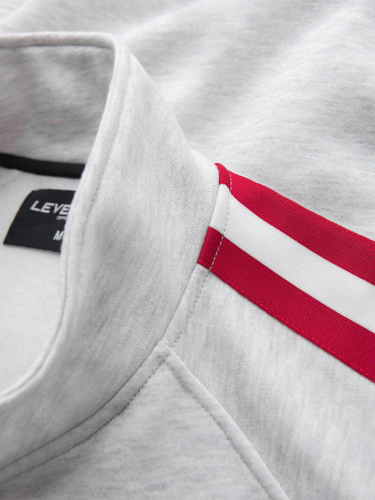 Ombre Men's sweatshirt with high collar and stripes - grey melange