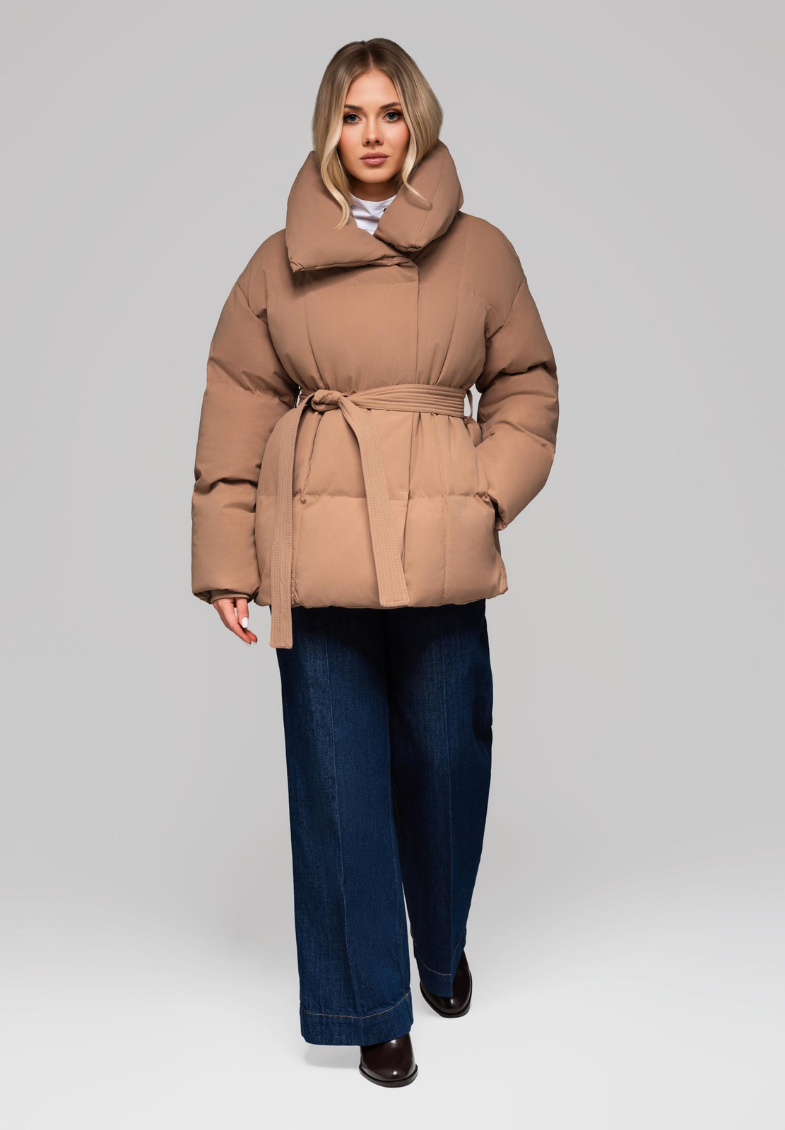 Edoti Women's quilted jacket with belt and collar OW-JAHP-0106 v3