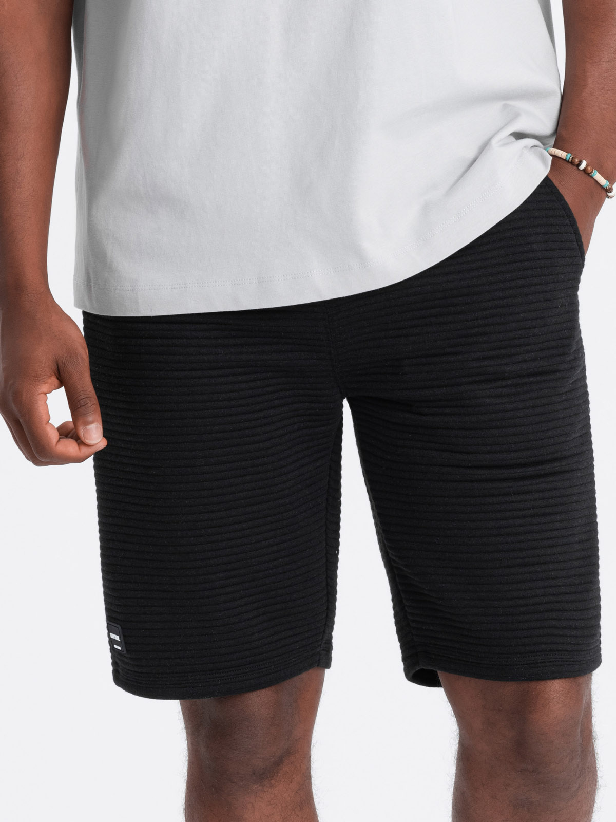 Ombre Men&#039;s short ottoman knit sweat shorts - black