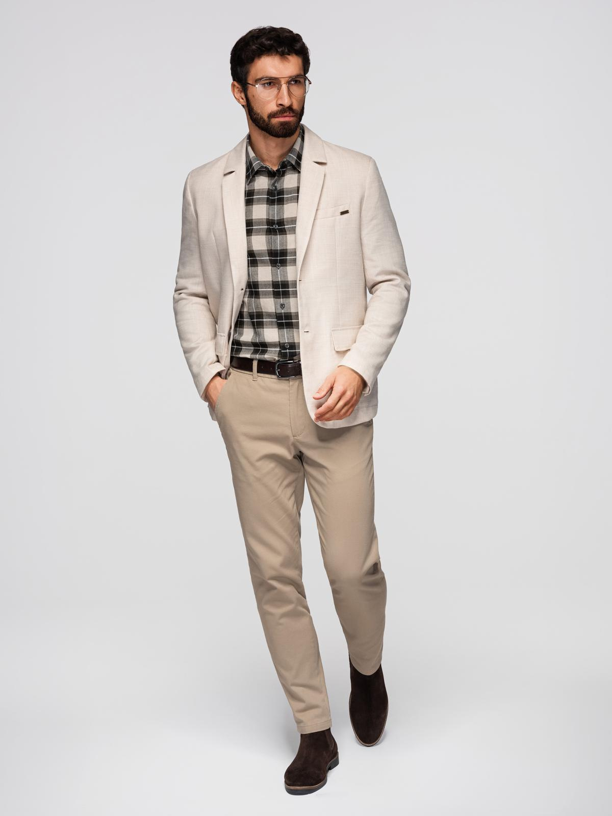 Ombre Men's REGULAR cut blazer with linen - cream