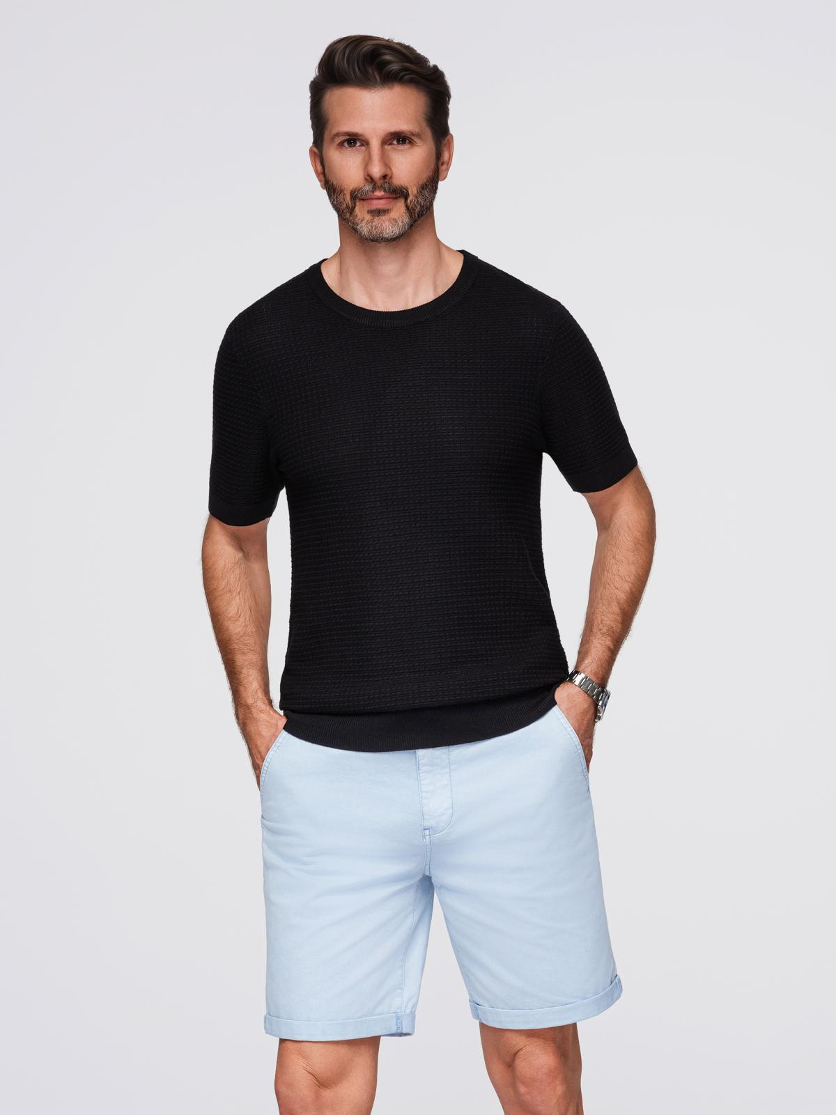 Ombre Men's structured knitted t-shirt - black