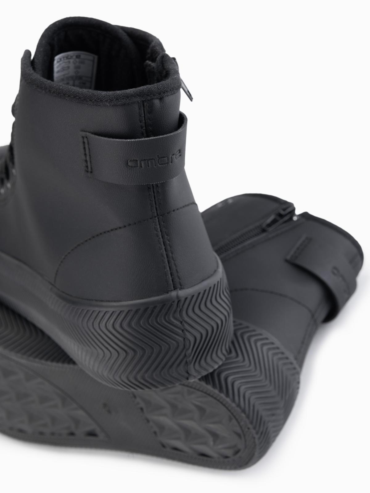 Ombre Men's high top sneakers with zipper for easy donning - black