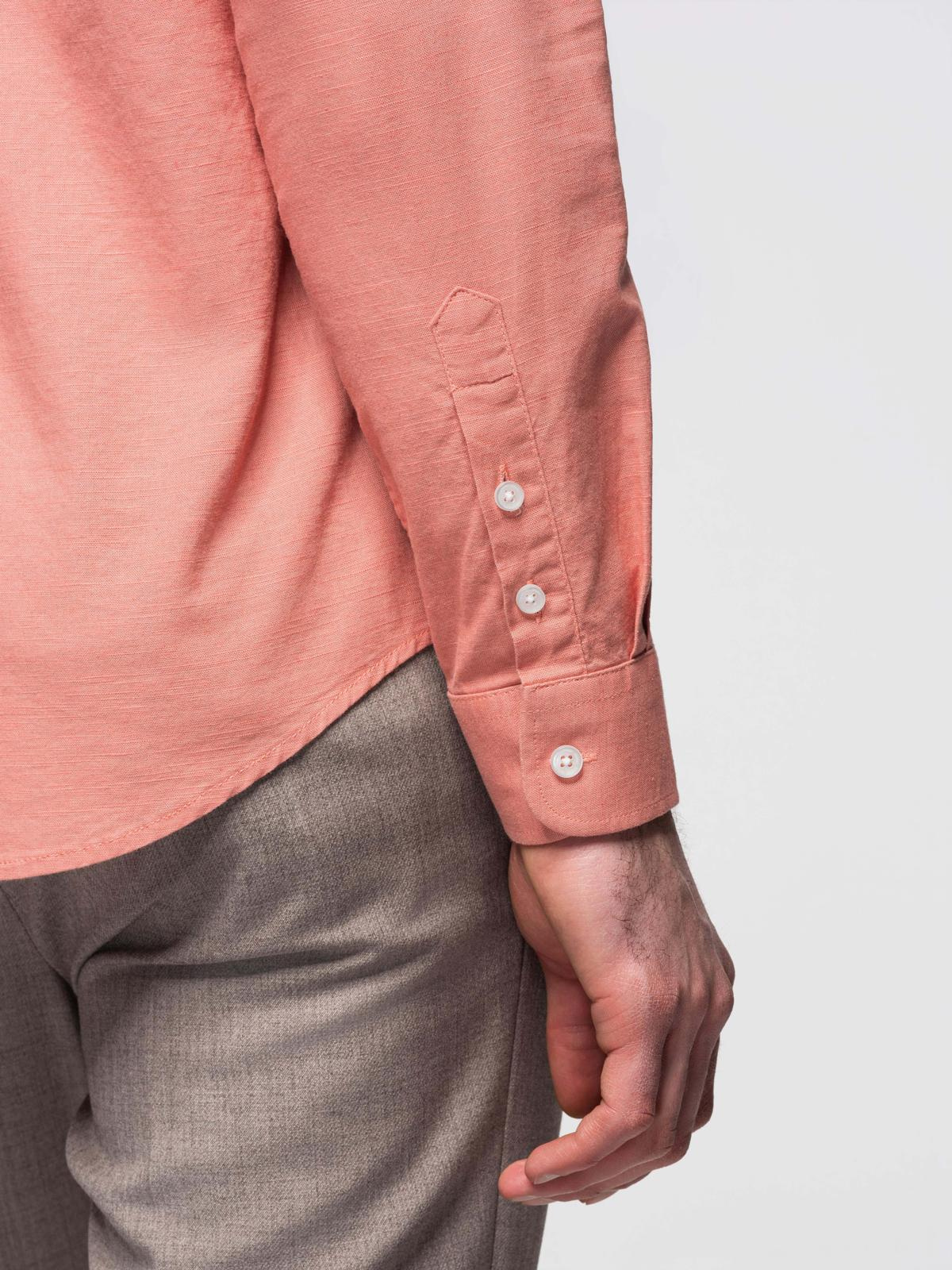 Ombre Men's linen shirt with collar and pocket REGULAR FIT - peach