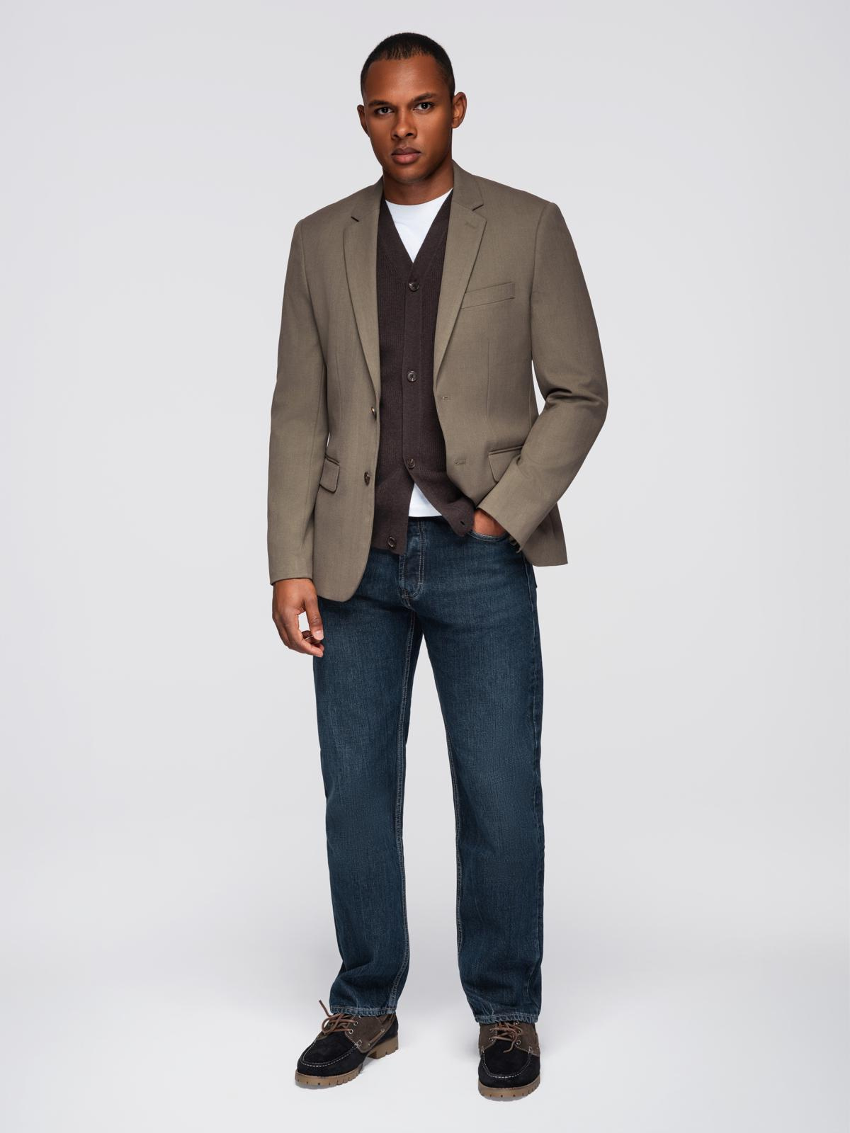 Ombre Men&#039;s elegant SLIM FIT jacket with rayon - olive