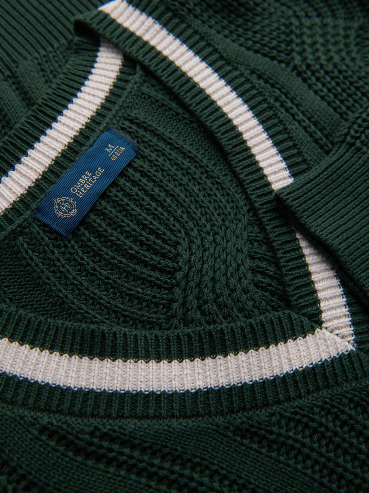 Ombre Men's plaid sweater with crew neckline - green