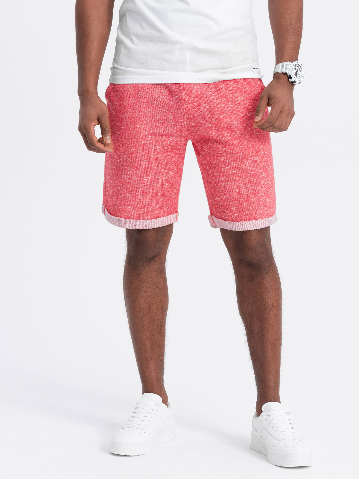 Ombre Men's LOOSE FIT melange fabric shorts - bright red