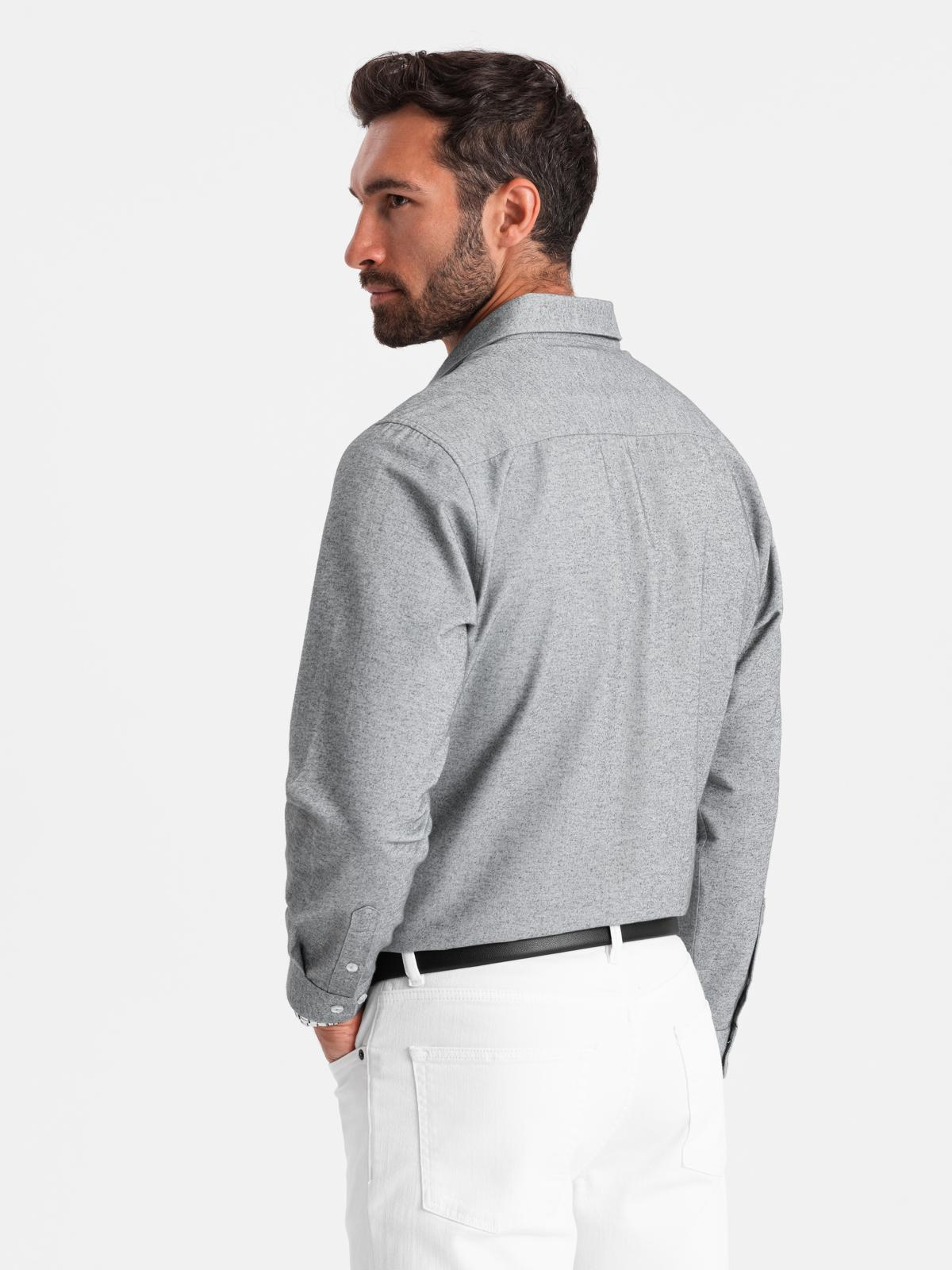Ombre Men's shirt with pocket REGULAR FIT - grey melange