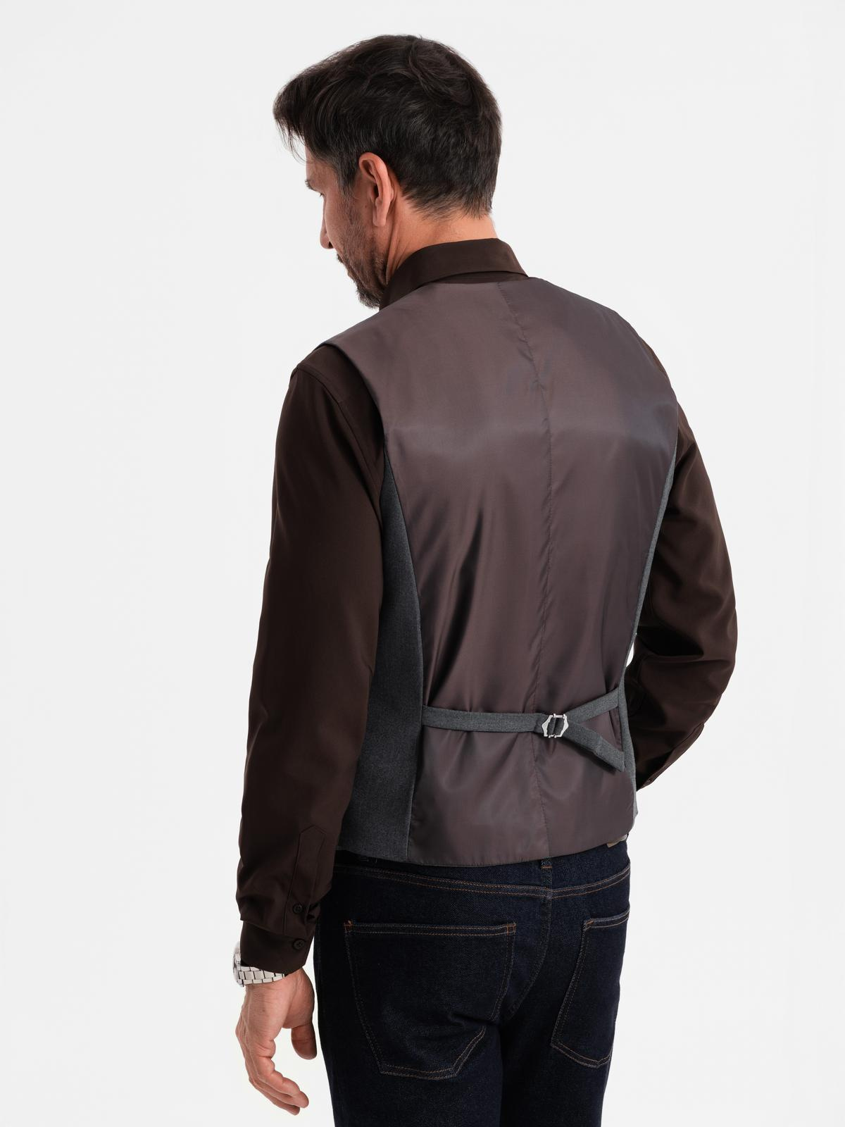 Ombre Men&#039;s suit vest with classic detailing and lining - graphite