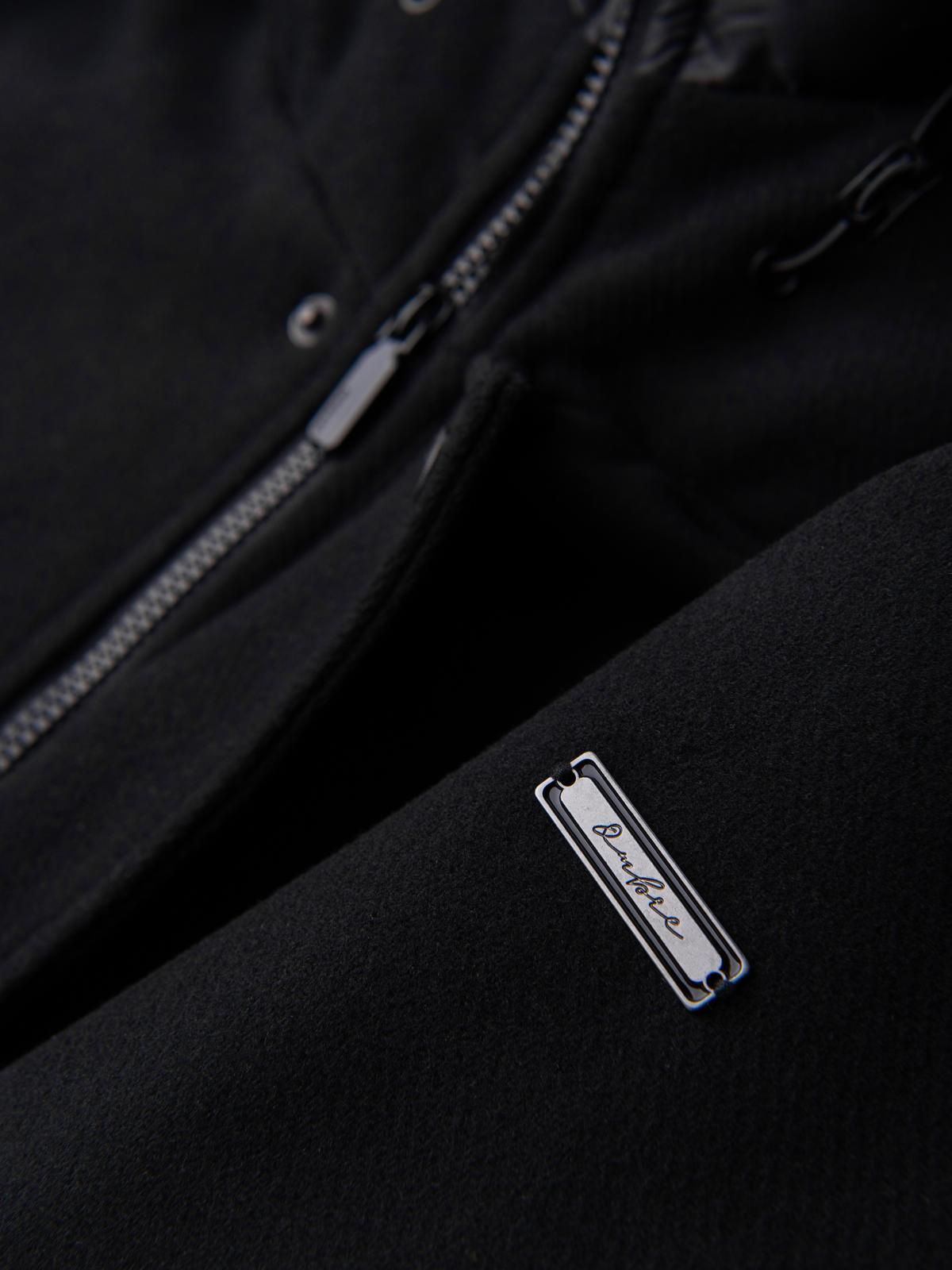 Ombre Men&#039;s parka coat with wool and hood - black