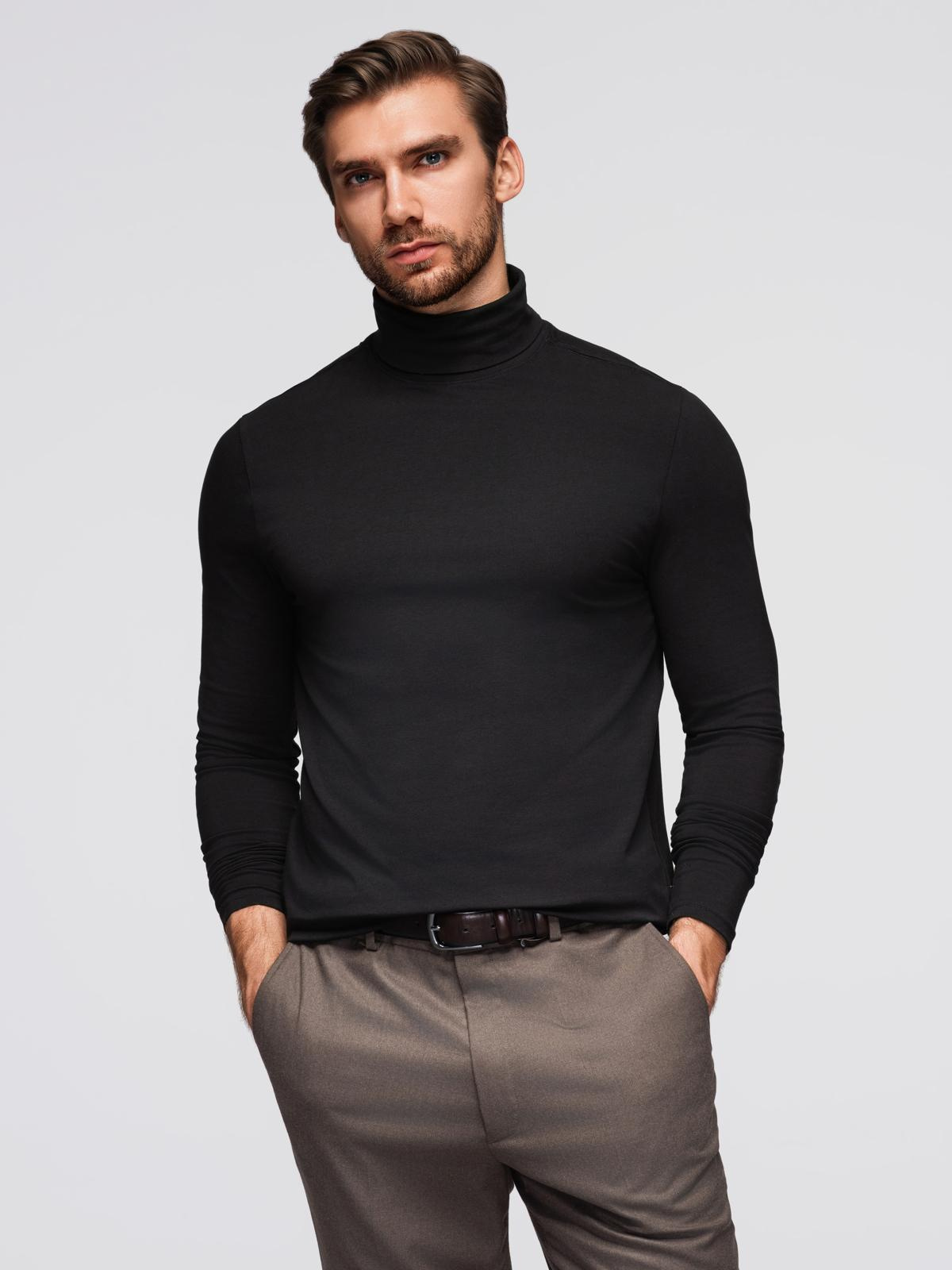 Pulover negru cu mânecă lungă pentru bărbați