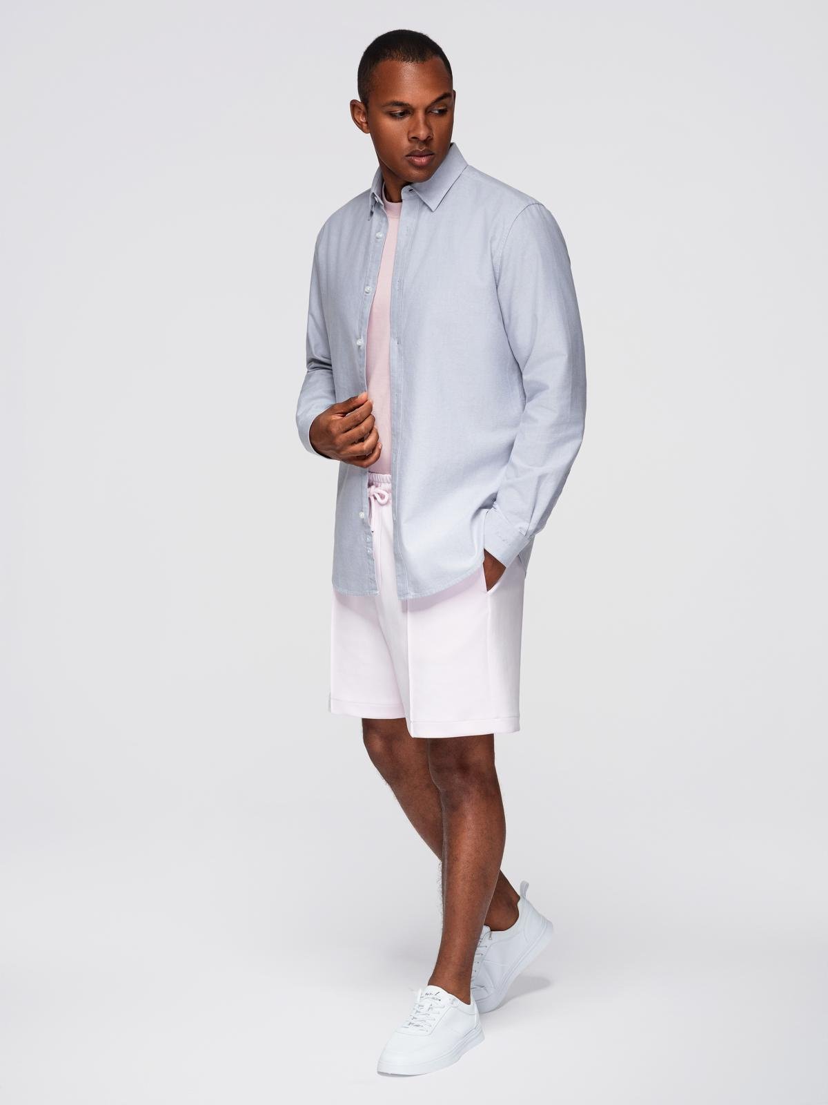 Ombre Elegant men&#039;s oxford shirt with embroidery - blue