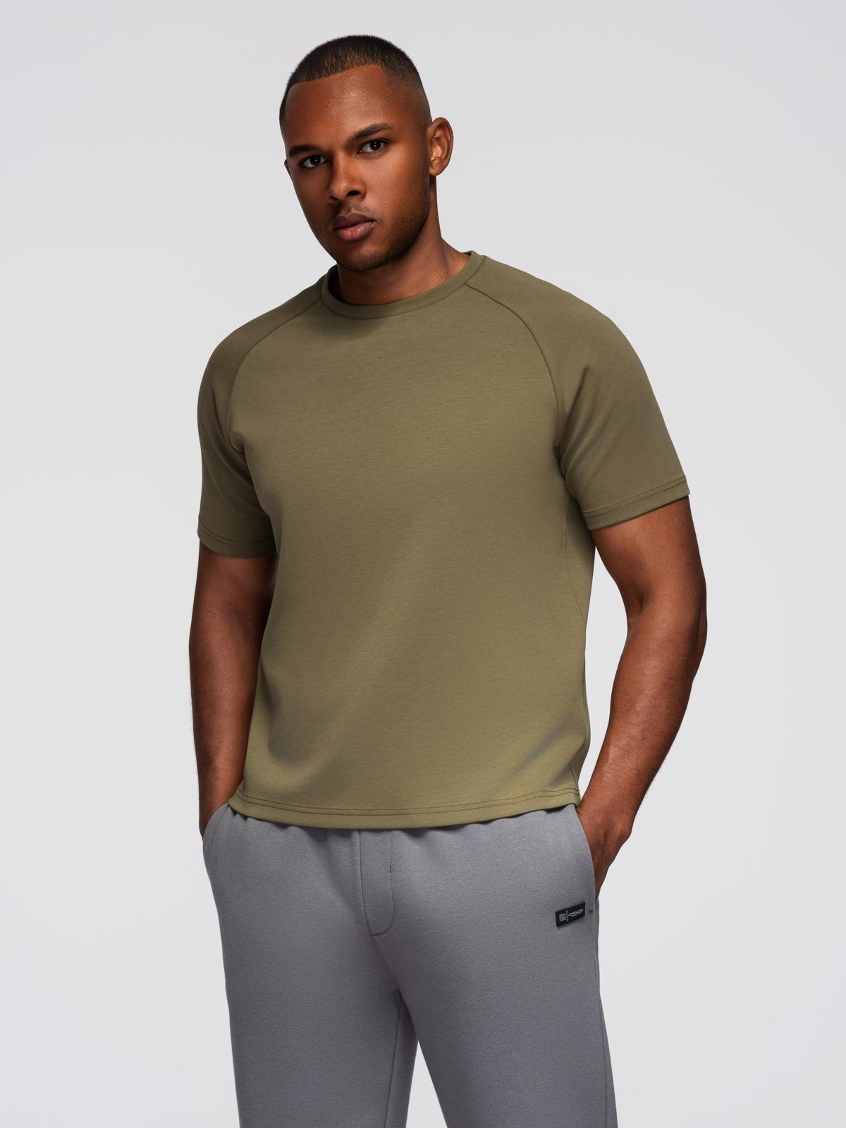 Ombre Men's COMFORT FIT T-shirt with raglan sleeves - olive