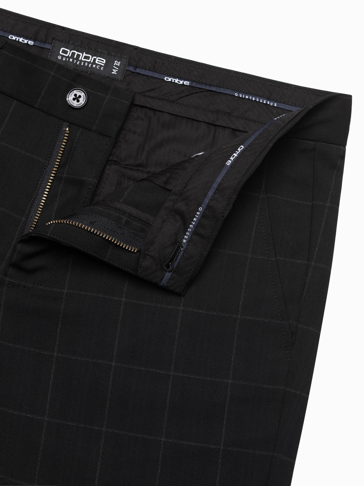 Ombre Men's pants with a classic cut in a delicate check - black