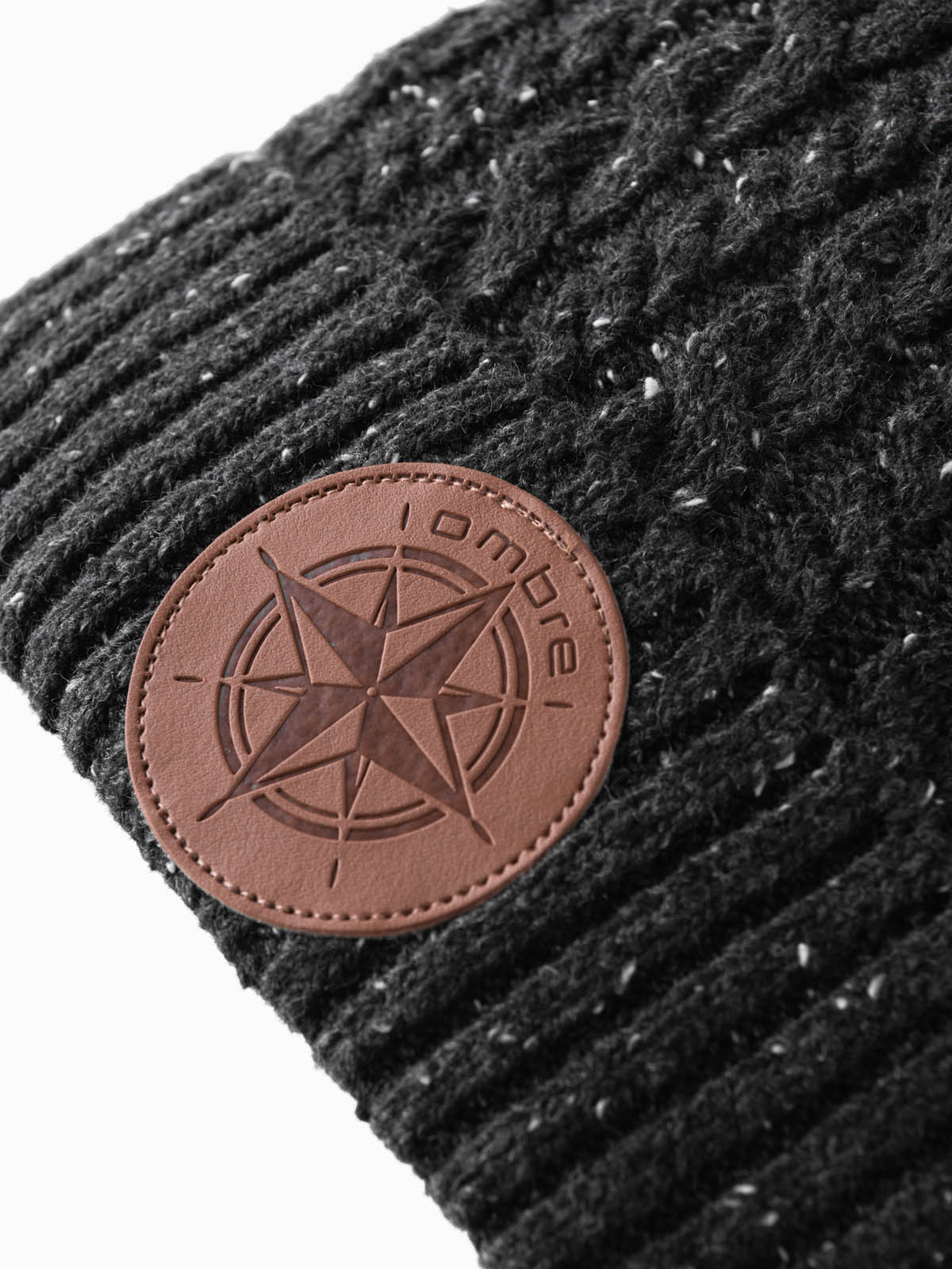 Ombre Men's beanie cap with round embossed patch - graphite