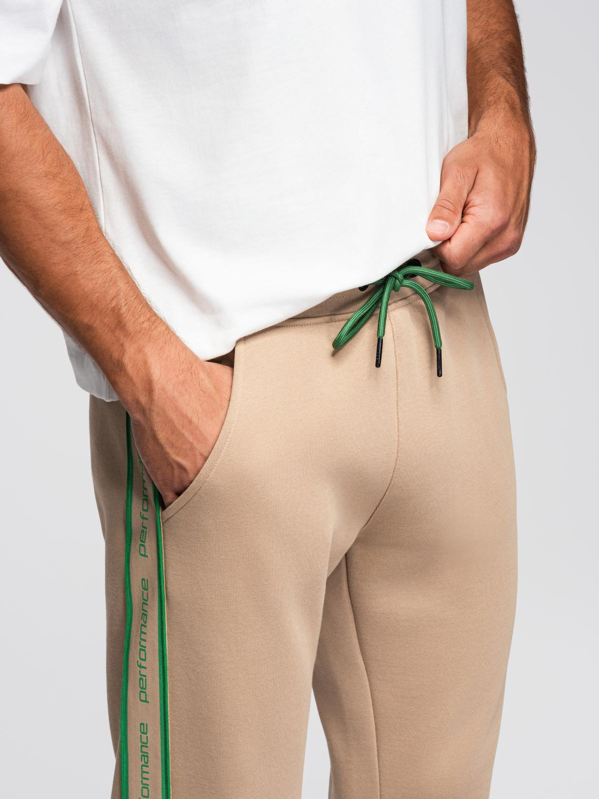 Ombre Men&#039;s sports jogger pants with stripes - brown