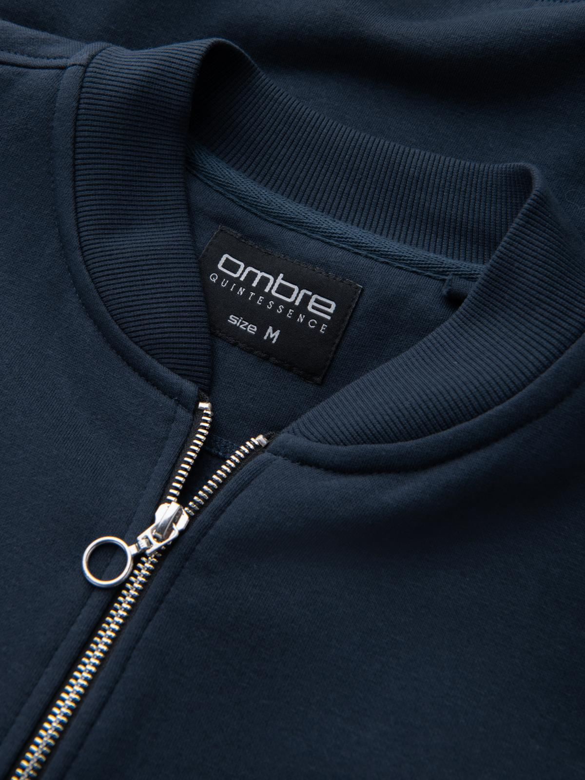 Ombre Men&#039;s unbuttoned cotton sweatshirt bomber - navy blue