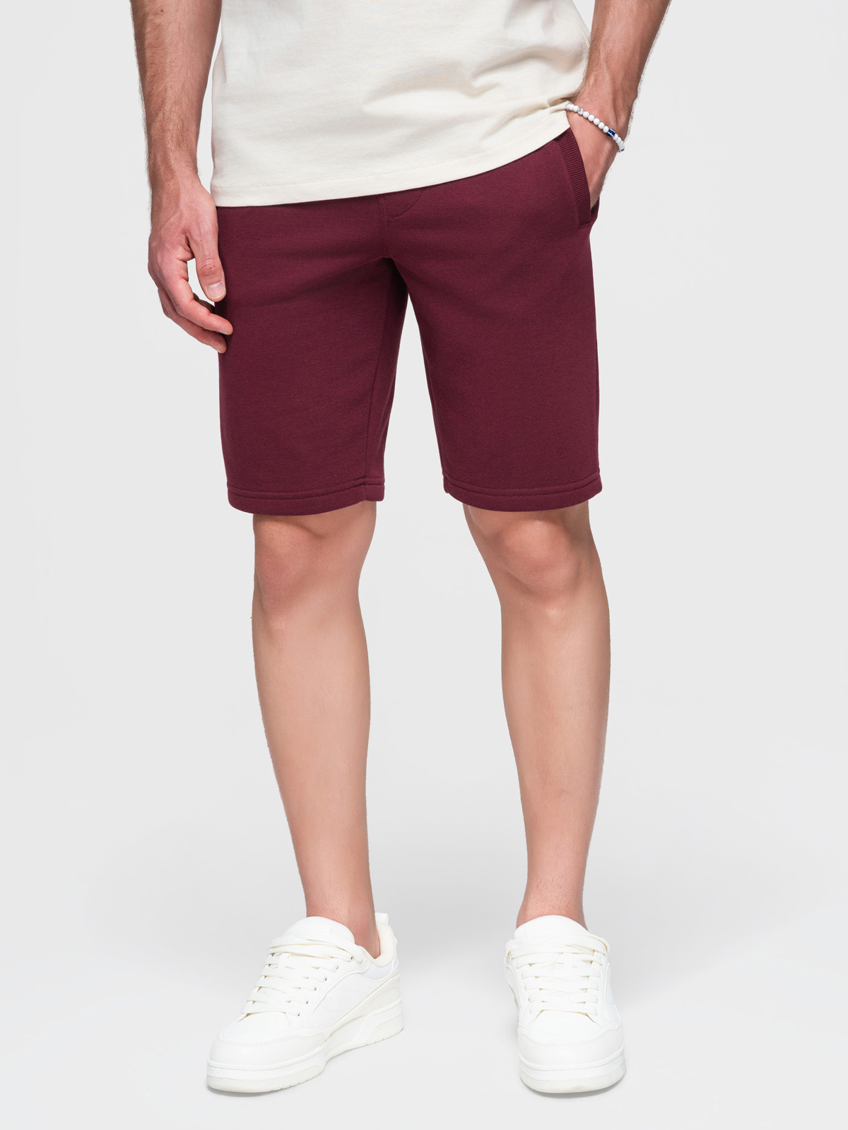 Ombre Men's pre-knee BASIC sweat shorts - maroon