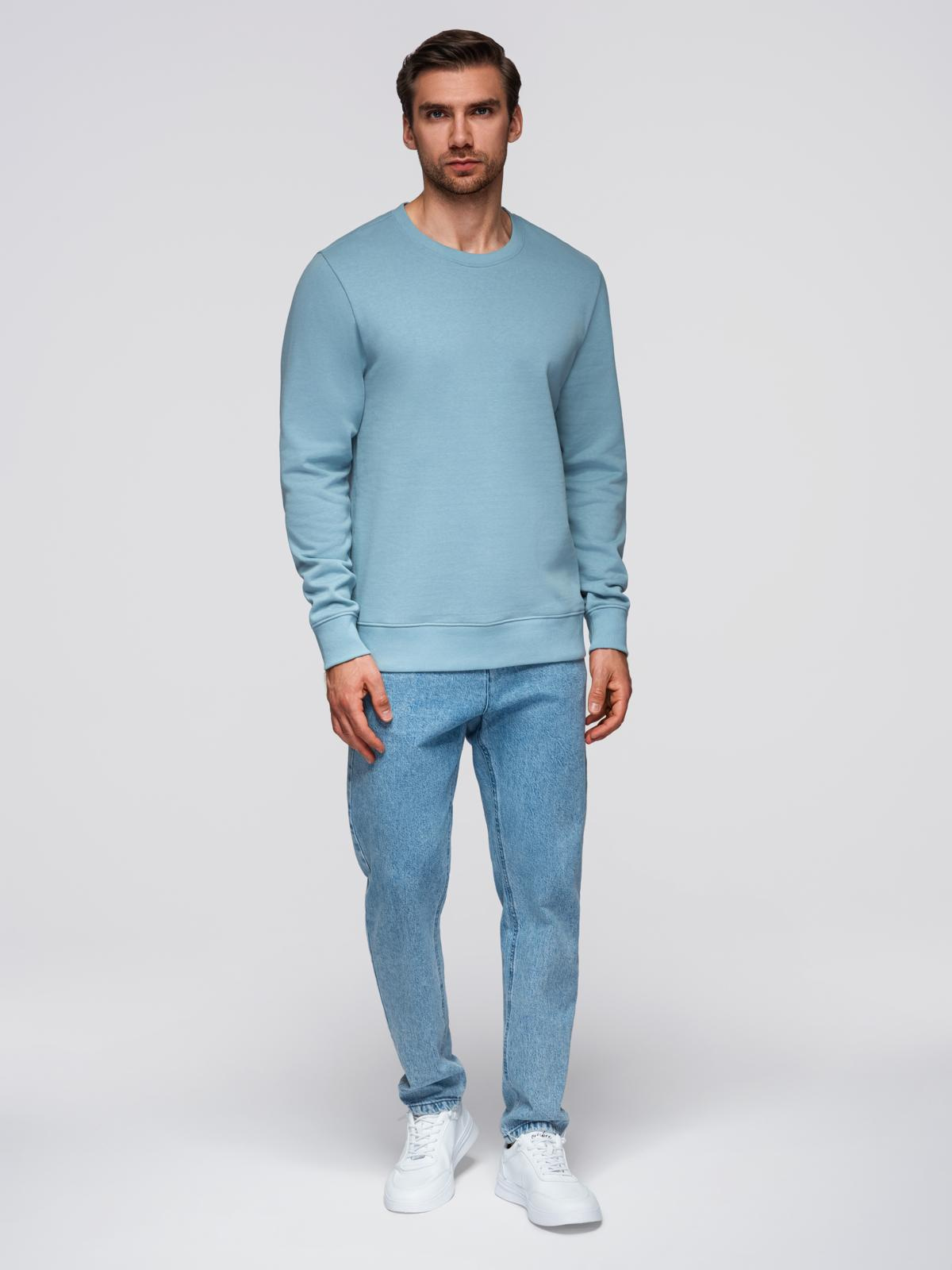Ombre BASIC men&#039;s sweatshirt with round neckline - blue