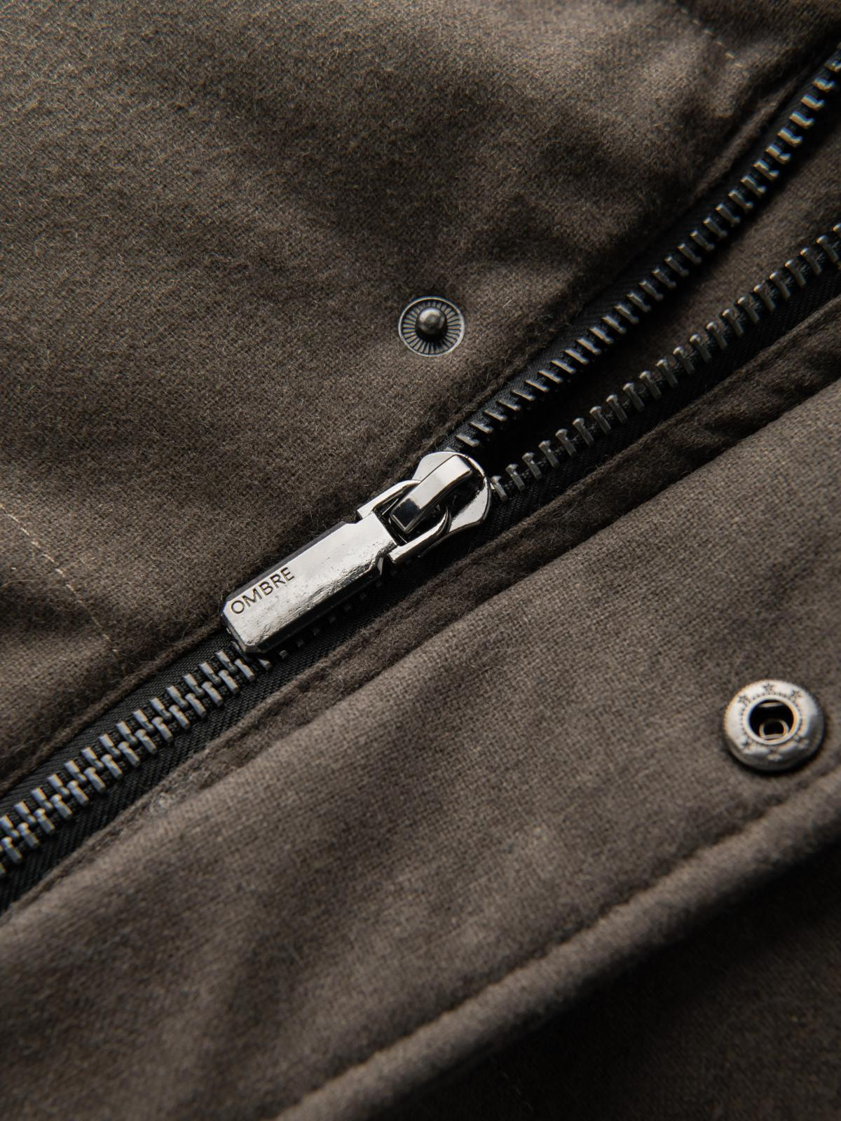 Ombre Men&#039;s long warm parka jacket with wool - dark grey melange