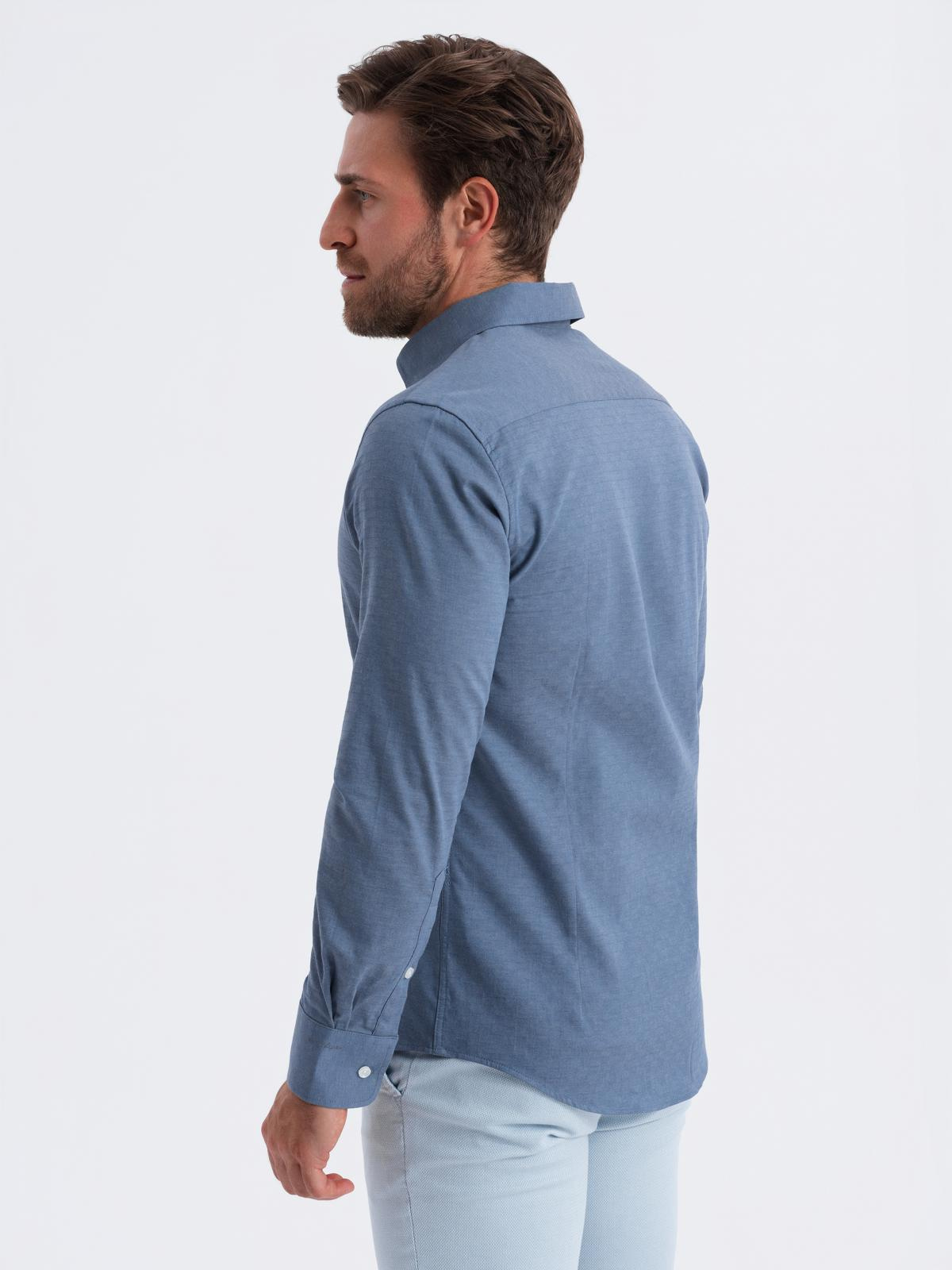 Ombre Men&#039;s SLIM FIT shirt in decorative fabric - blue
