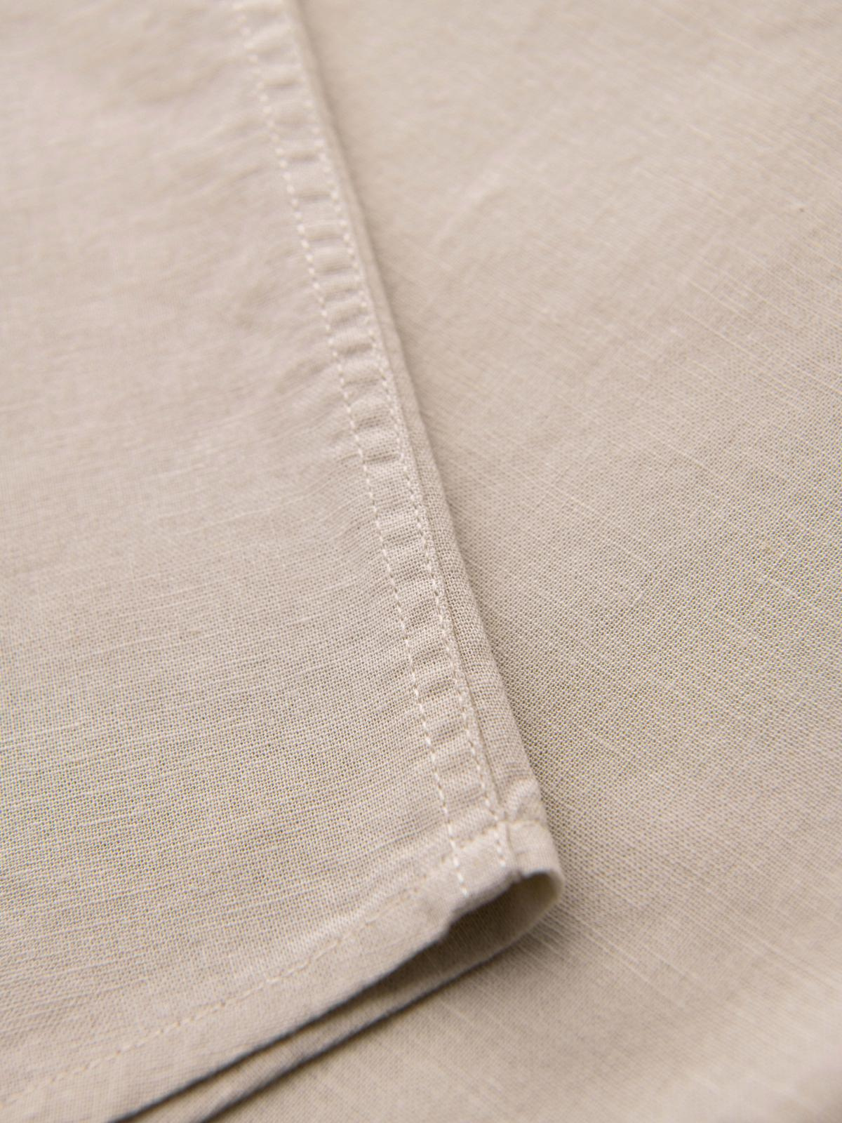 Ombre Men's short-sleeved linen-cotton shirt with pocket - beige
