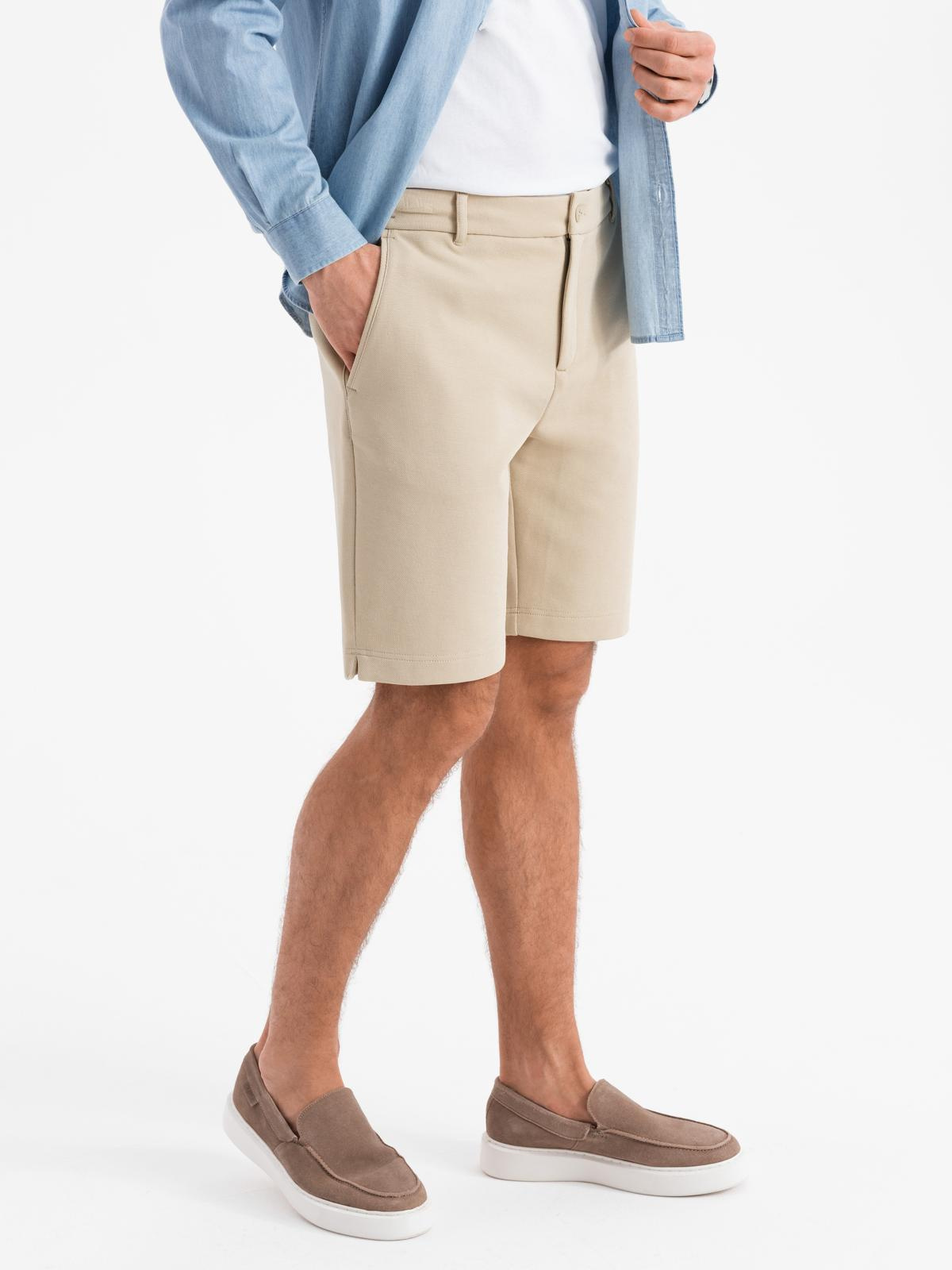 Ombre Men&#039;s structural knit SLIM FIT shorts - sand