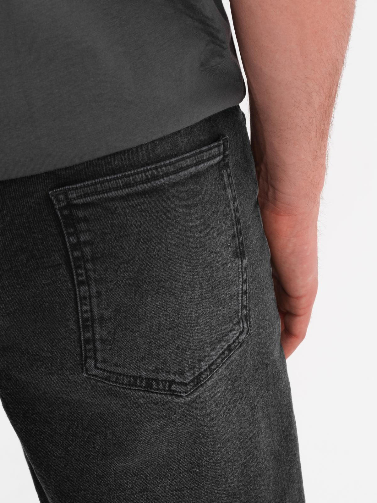 Ombre Men's shorts with elastic waistband and wash effect - black