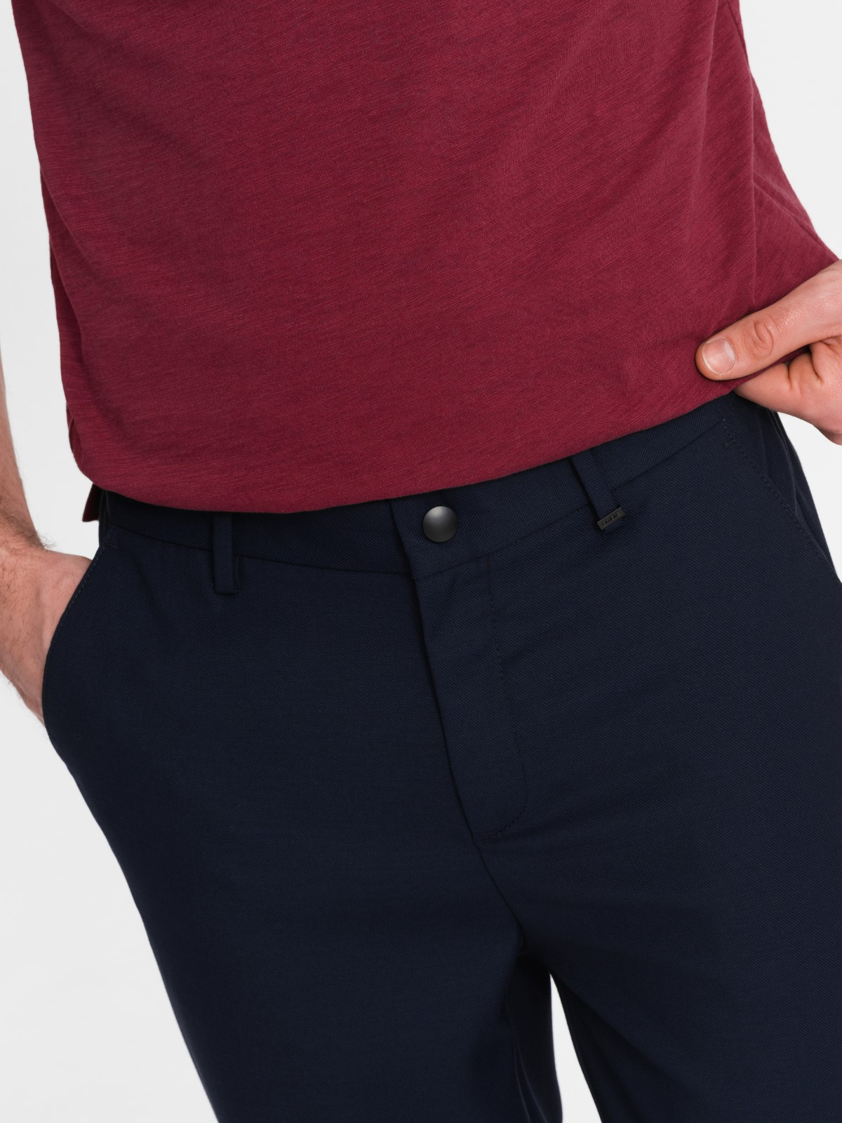 Ombre Men&#039;s chino pants with elastic waistband SLIM FIT - navy blue