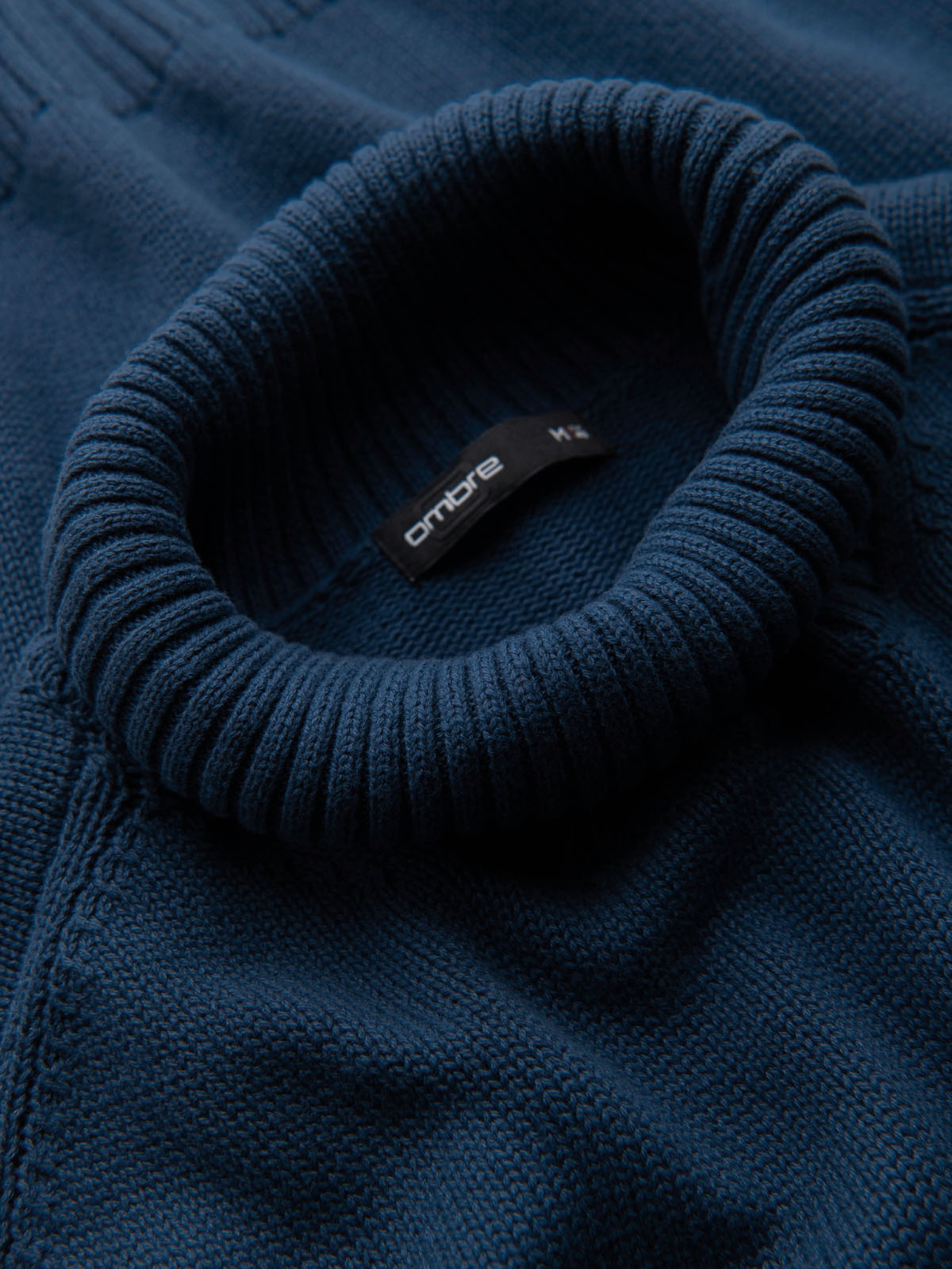 Ombre Men's turtleneck knit sweater - dark blue