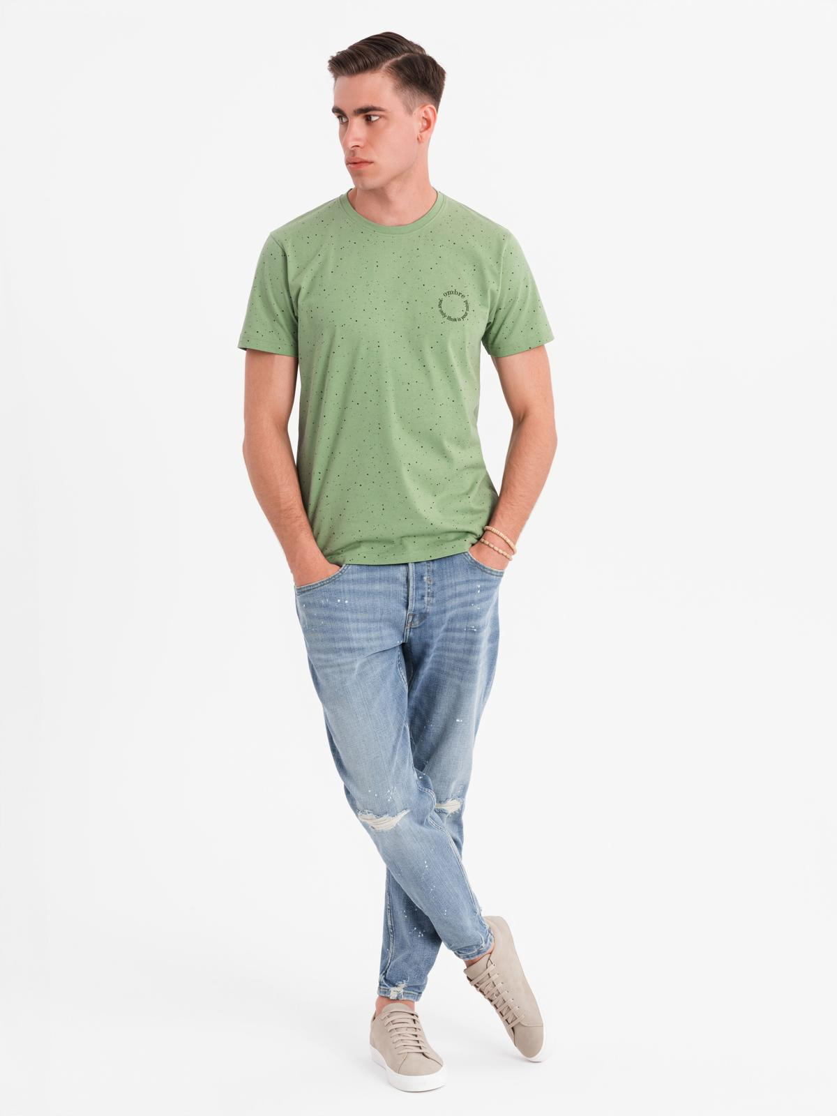 Ombre Men&#039;s printed cotton t-shirt with round neckline - green