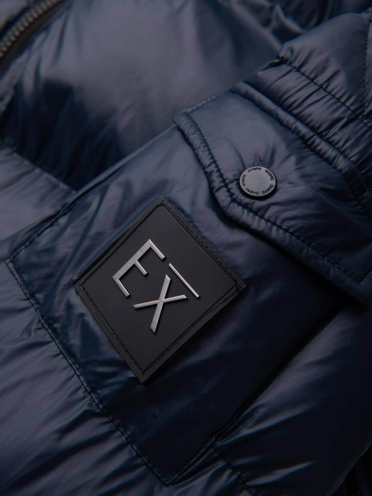 Ombre Warm men's puffer jacket with welts - navy blue