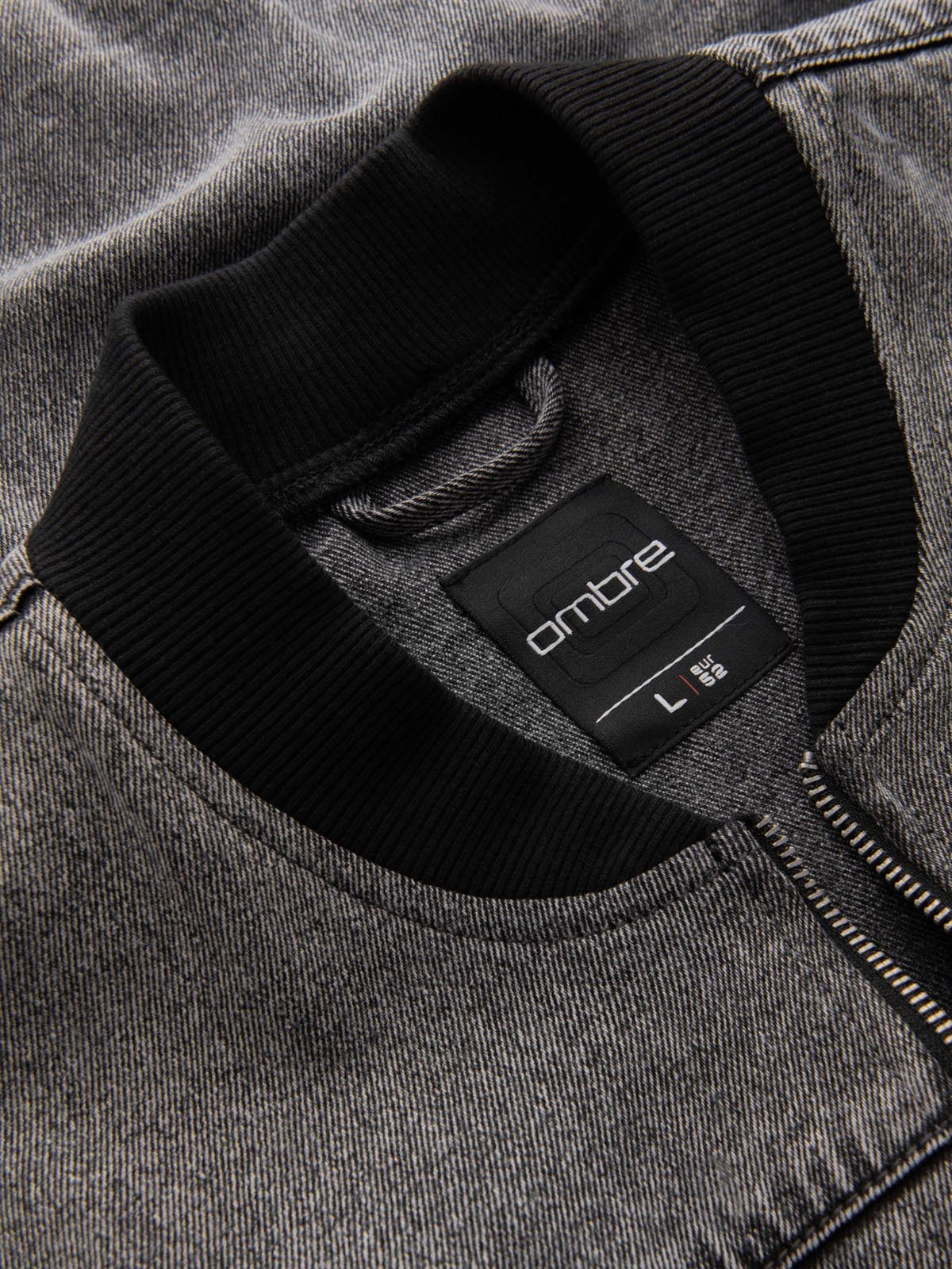 Ombre Men's denim bomber jacket with stone wash effect - grey