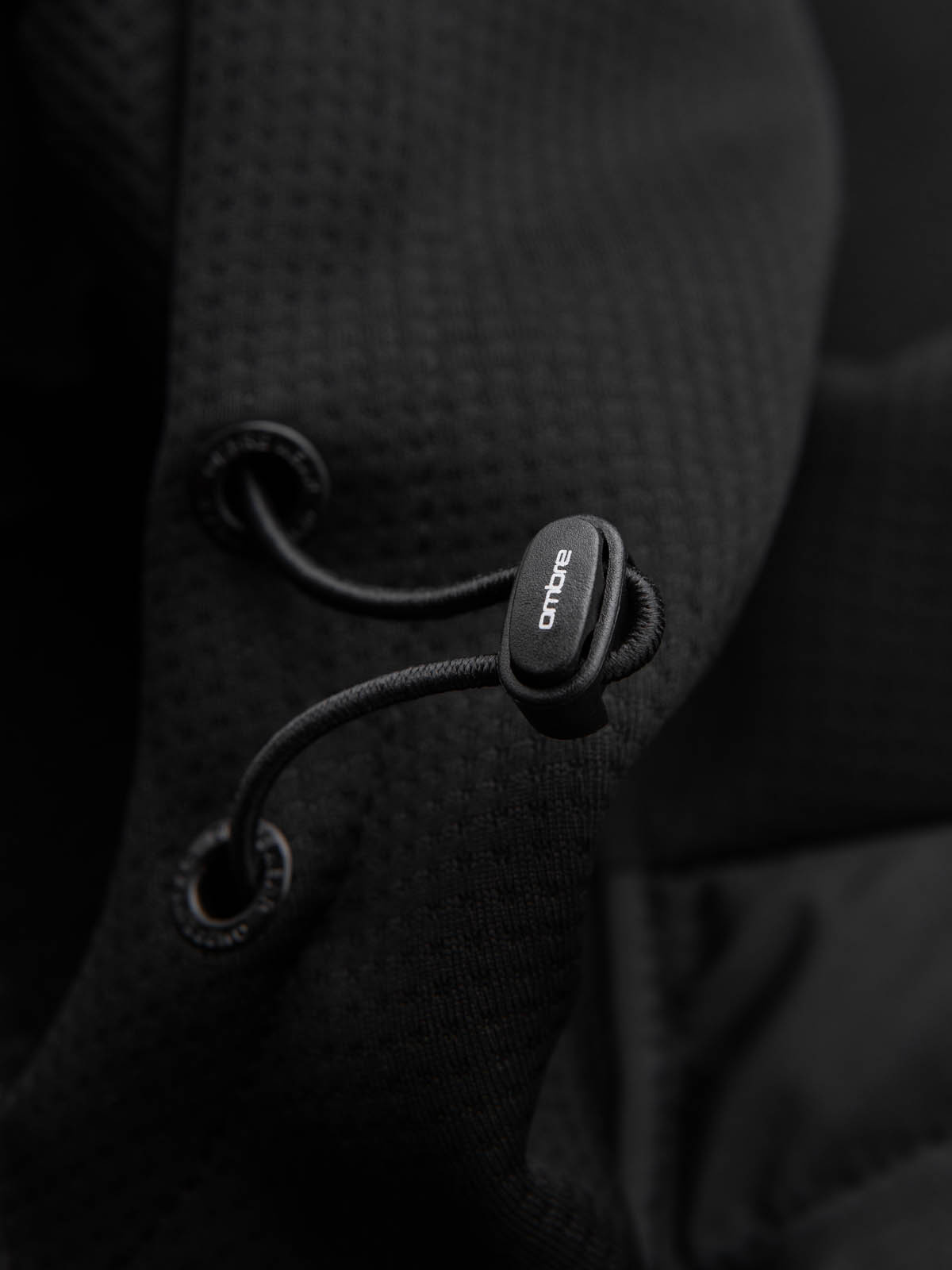 Ombre Men&#039;s lightweight jacket of combined materials with hood and decorative quilting - black