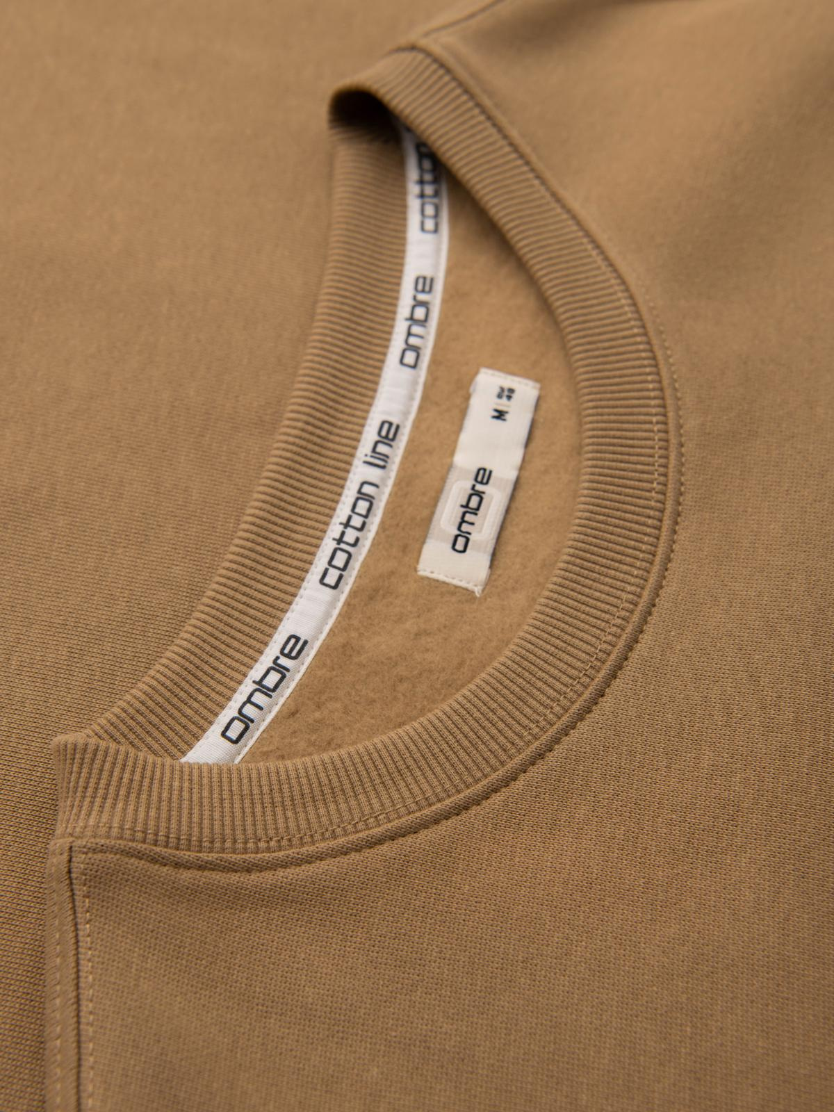 Ombre Men&#039;s BASIC sweatshirt with round neckline - brown