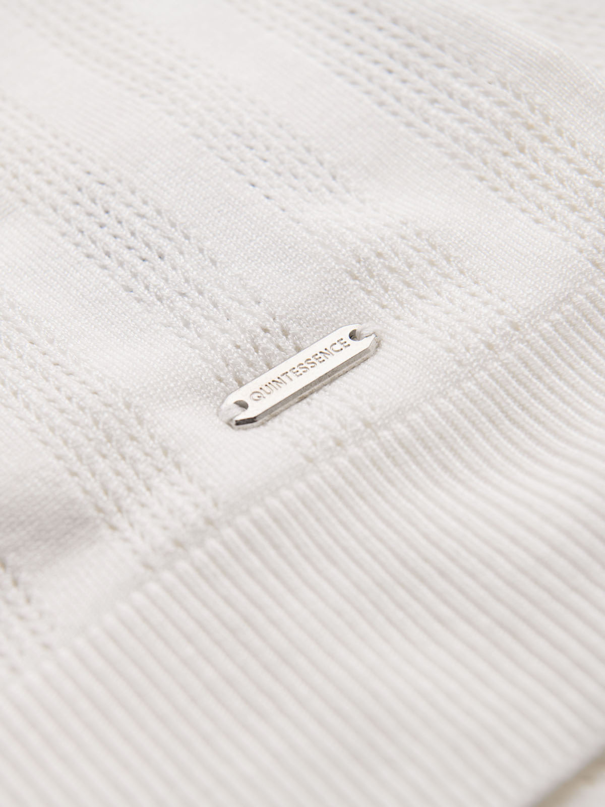 Ombre Men's openwork polo shirt with zipper at neckline - white