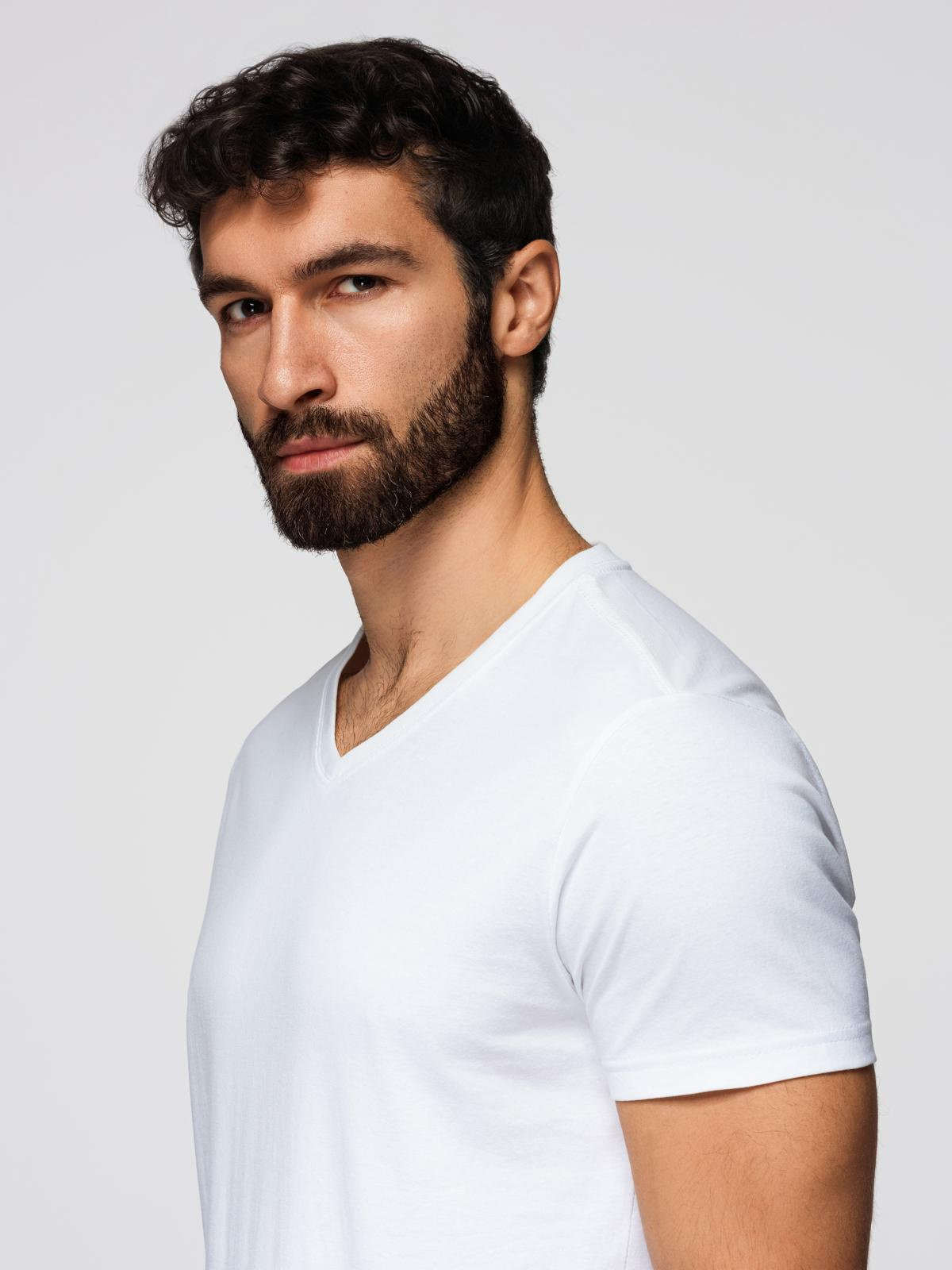 Ombre BASIC men's classic cotton T-shirt with a crew neckline - white