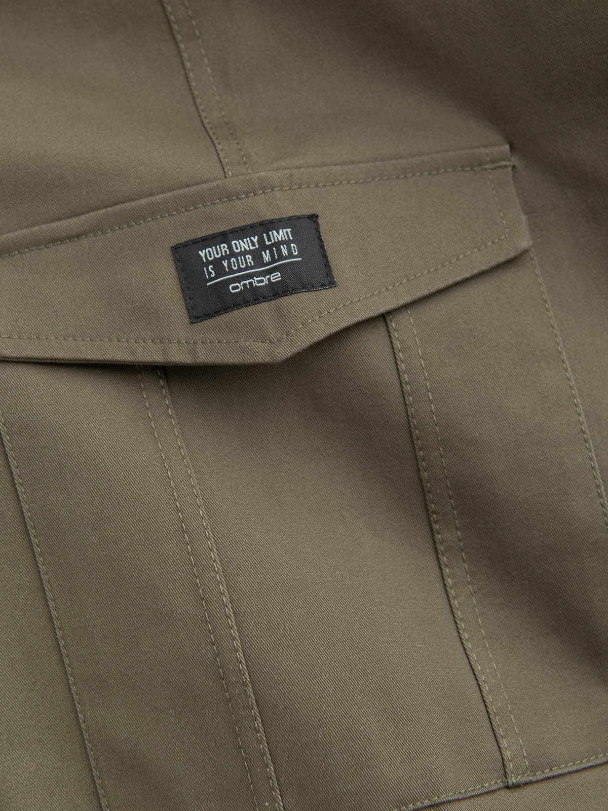 Ombre Men&#039;s pants with cargo pockets and leg hem - dark olive green