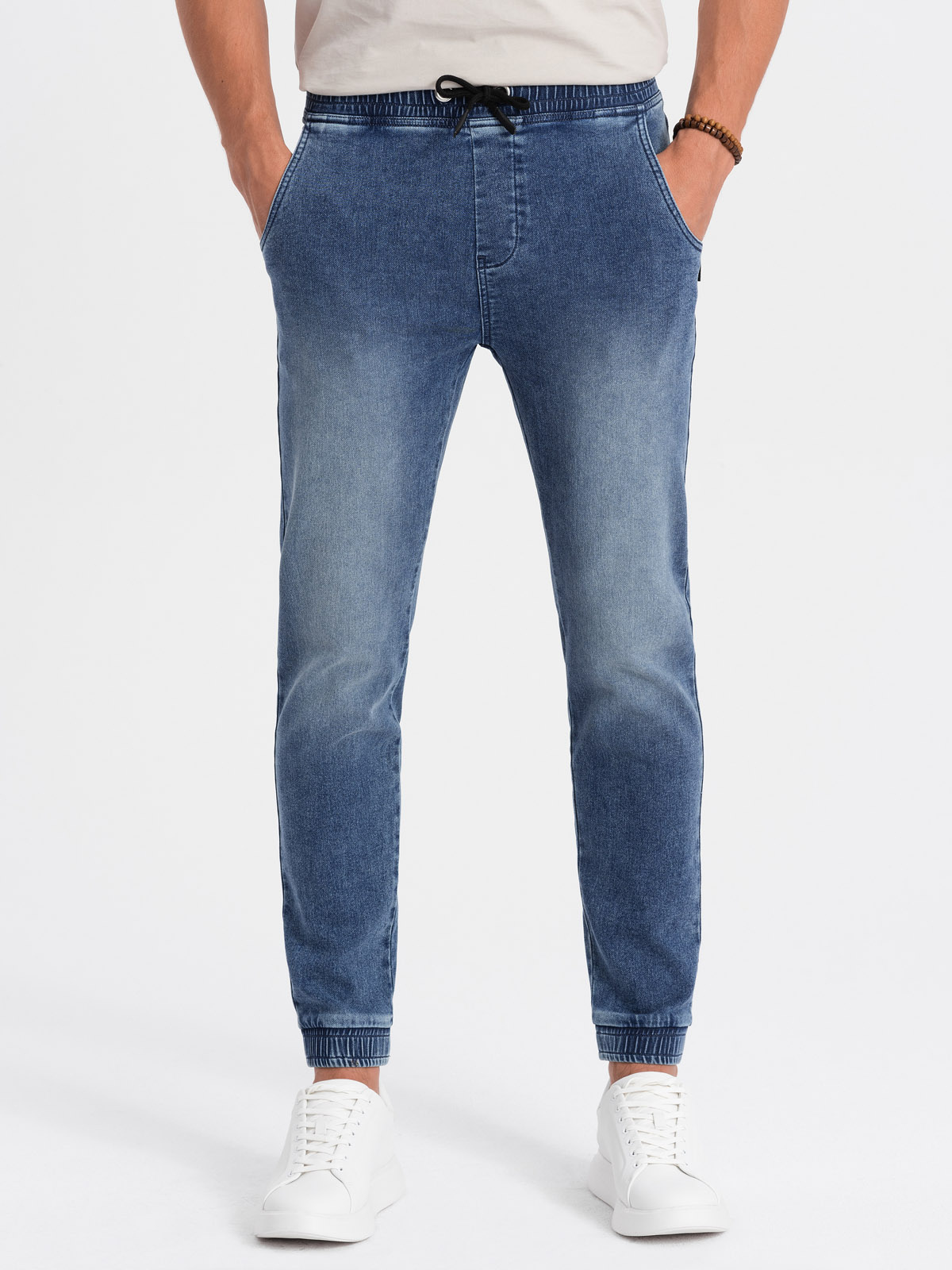 Ombre Men's marbled denim JOGGERY pants - light blue