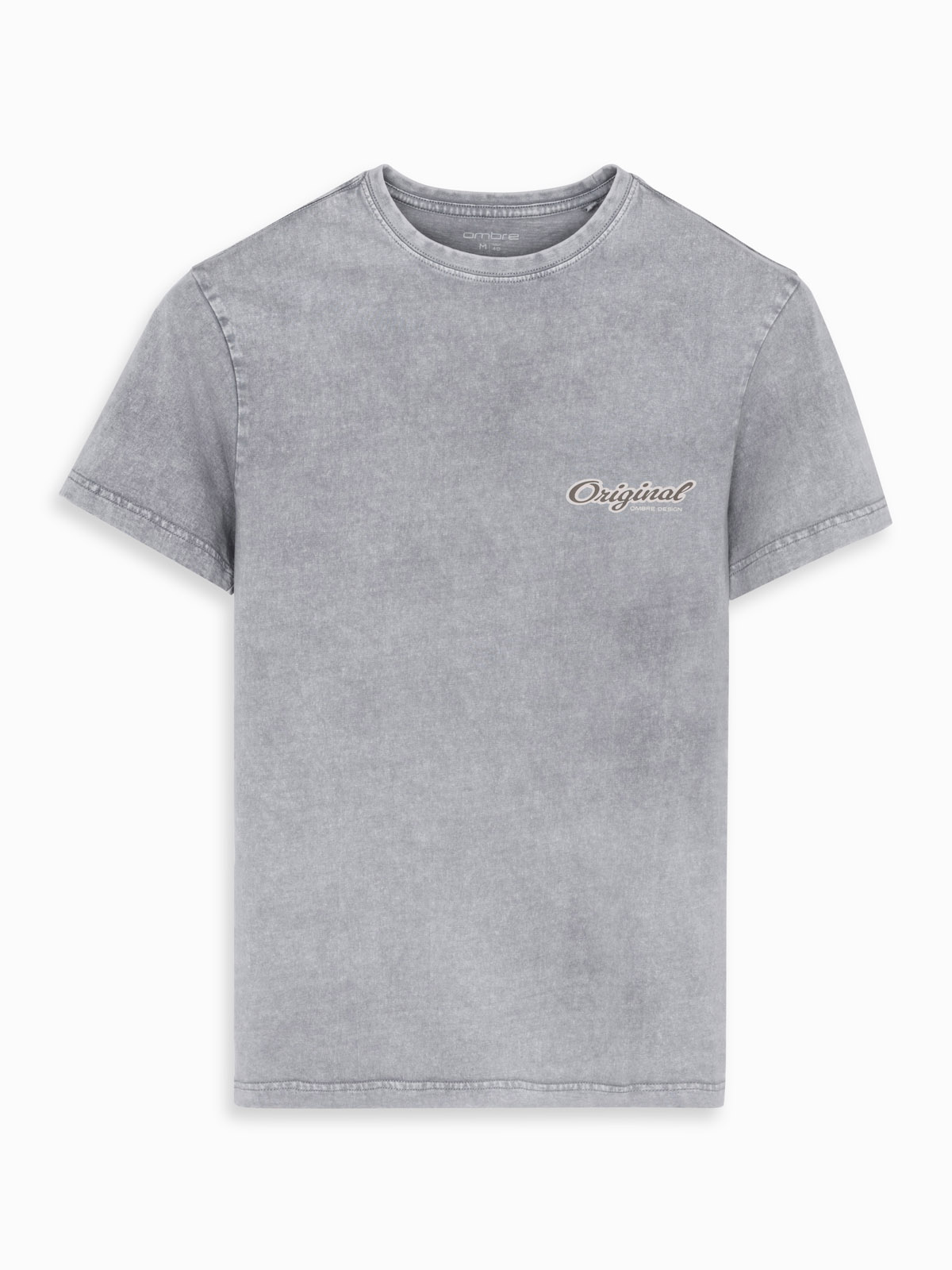 Ombre Cotton t-shirt printed on chest and back - gray