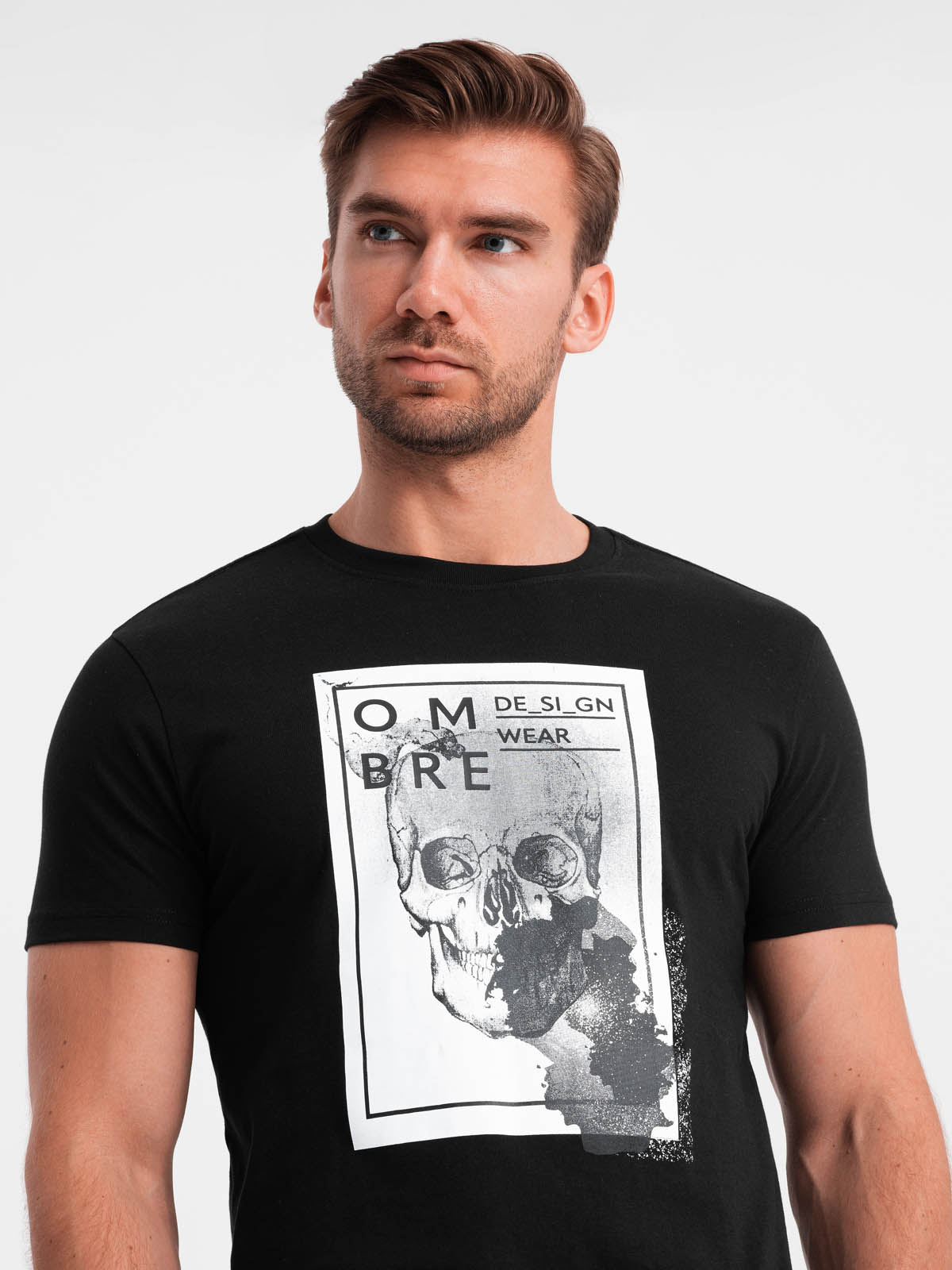 Ombre Mens cotton skull shirt - black
